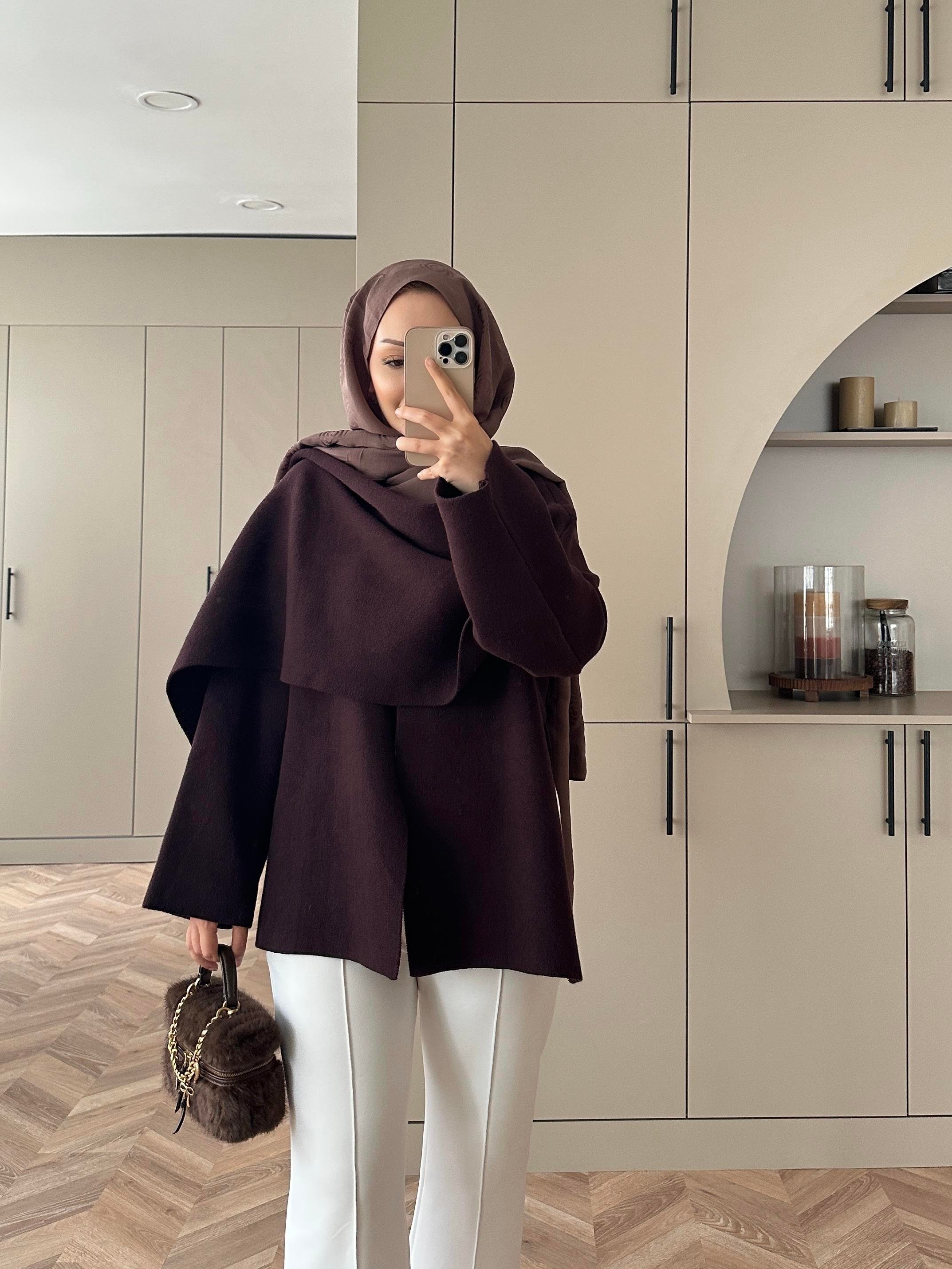 Ferla Şal Yaka Hırka Acı Kahve