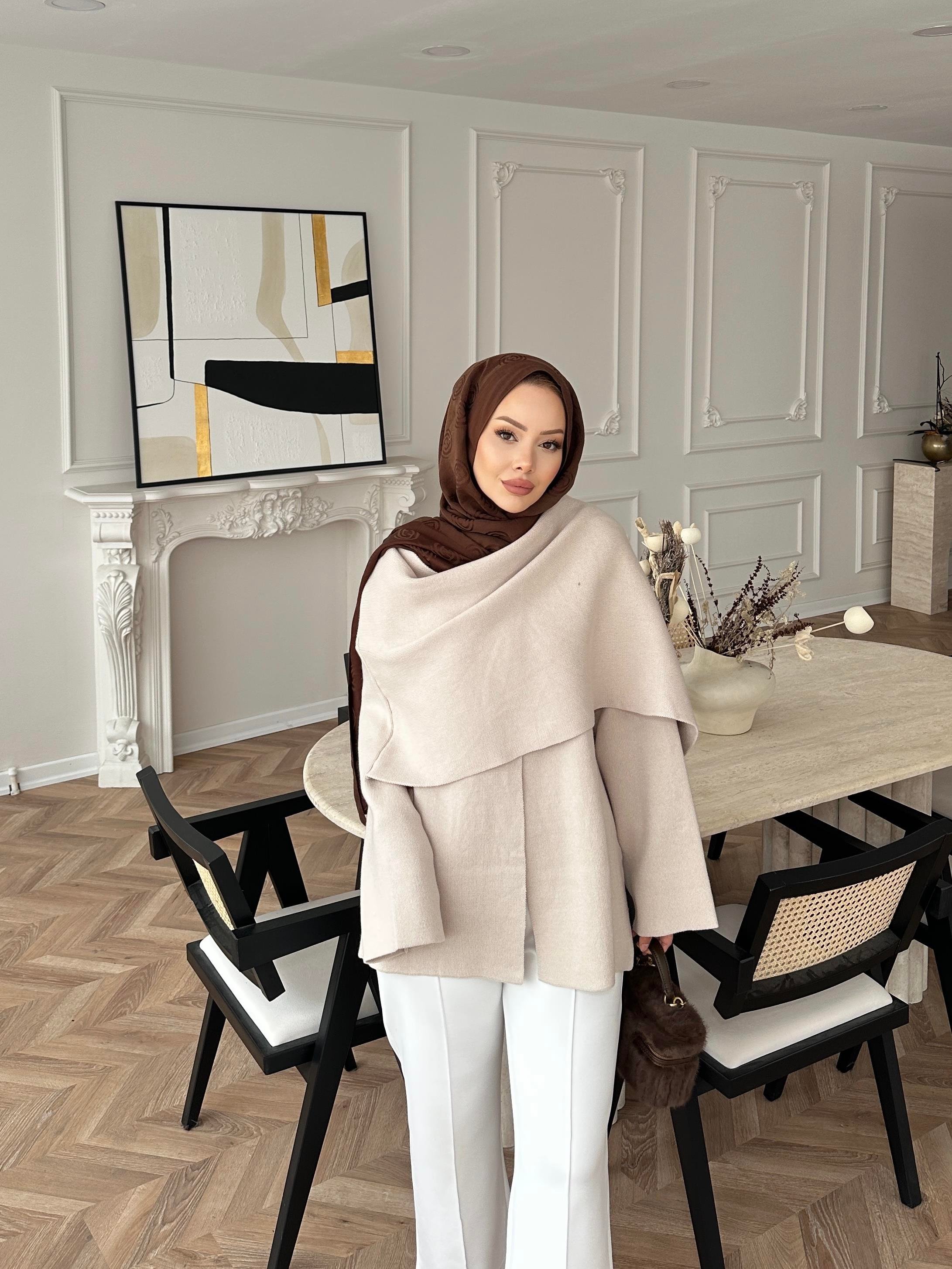 Ferla Şal Yaka Hırka Bej