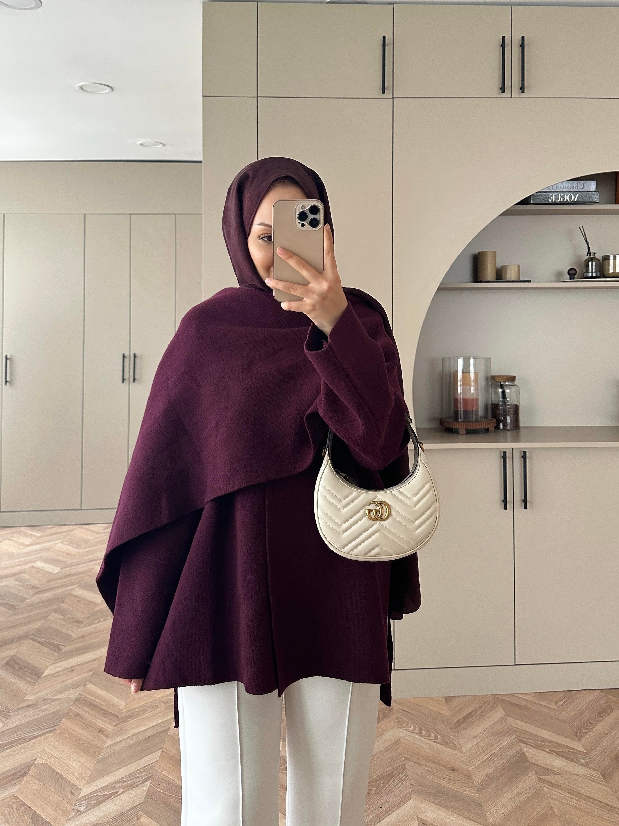 Ferla Şal Yaka Hırka Mürdüm