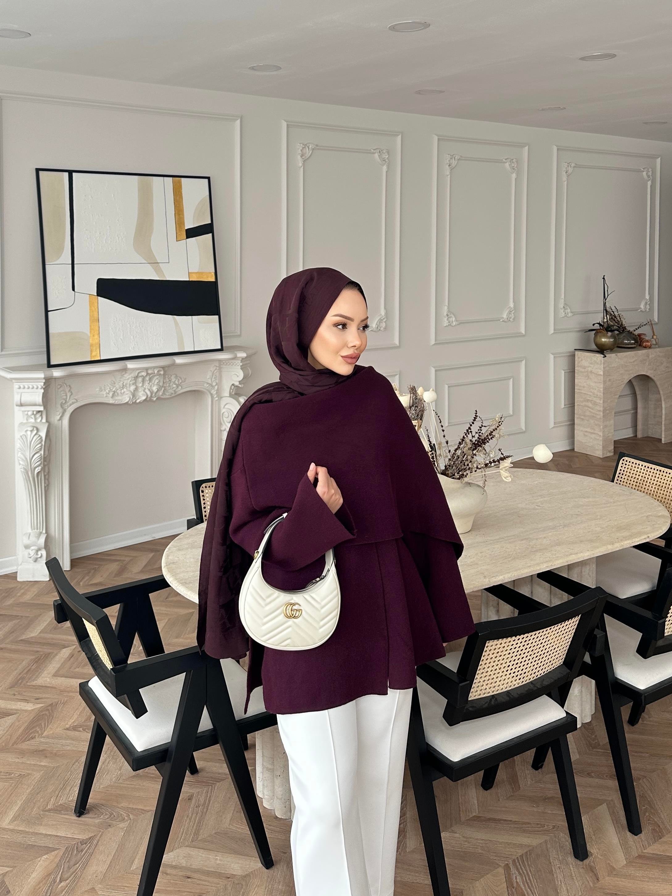 Ferla Şal Yaka Hırka Mürdüm