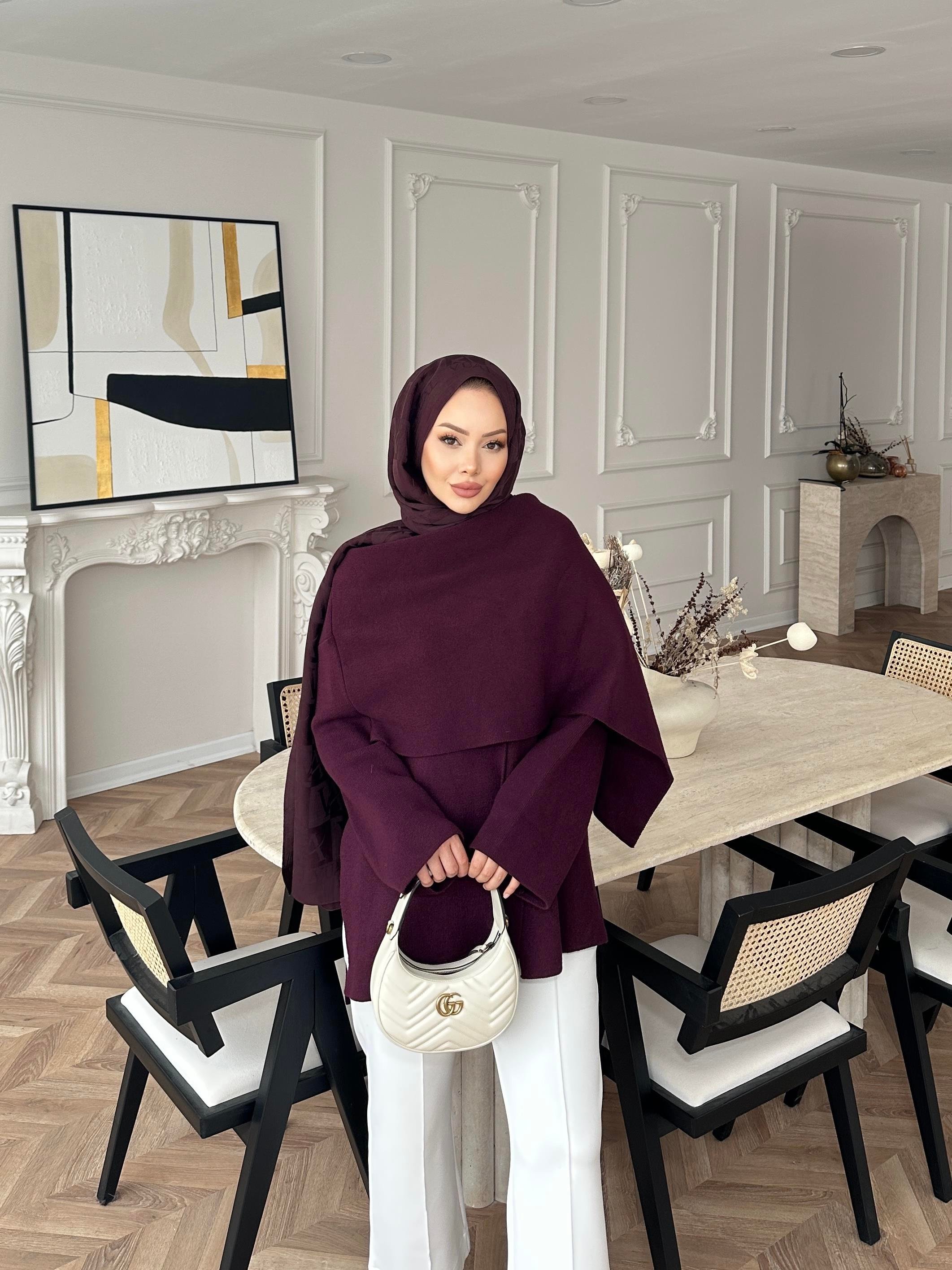 Ferla Şal Yaka Hırka Mürdüm