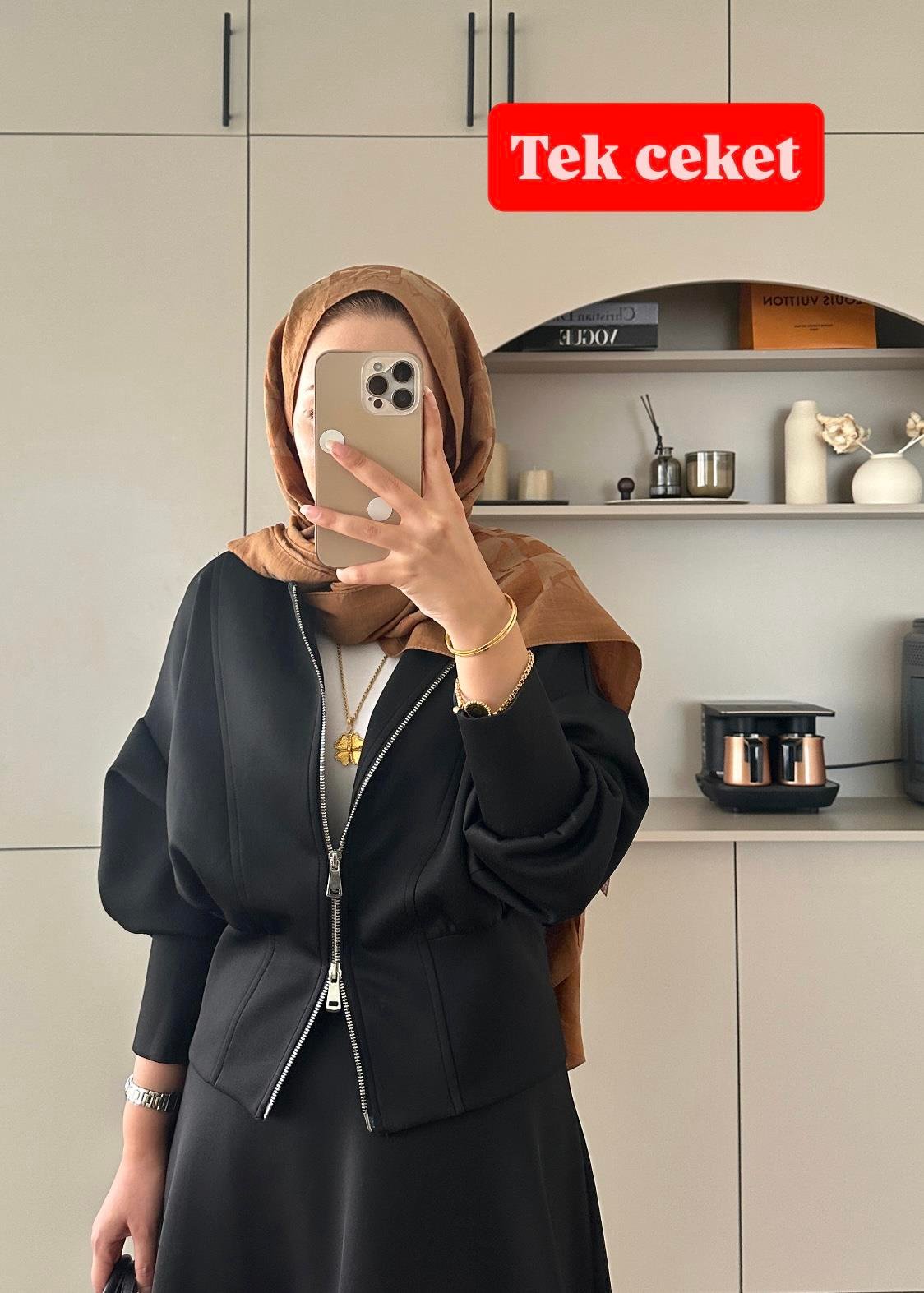 Fermuarlı Scuba Ceket Siyah