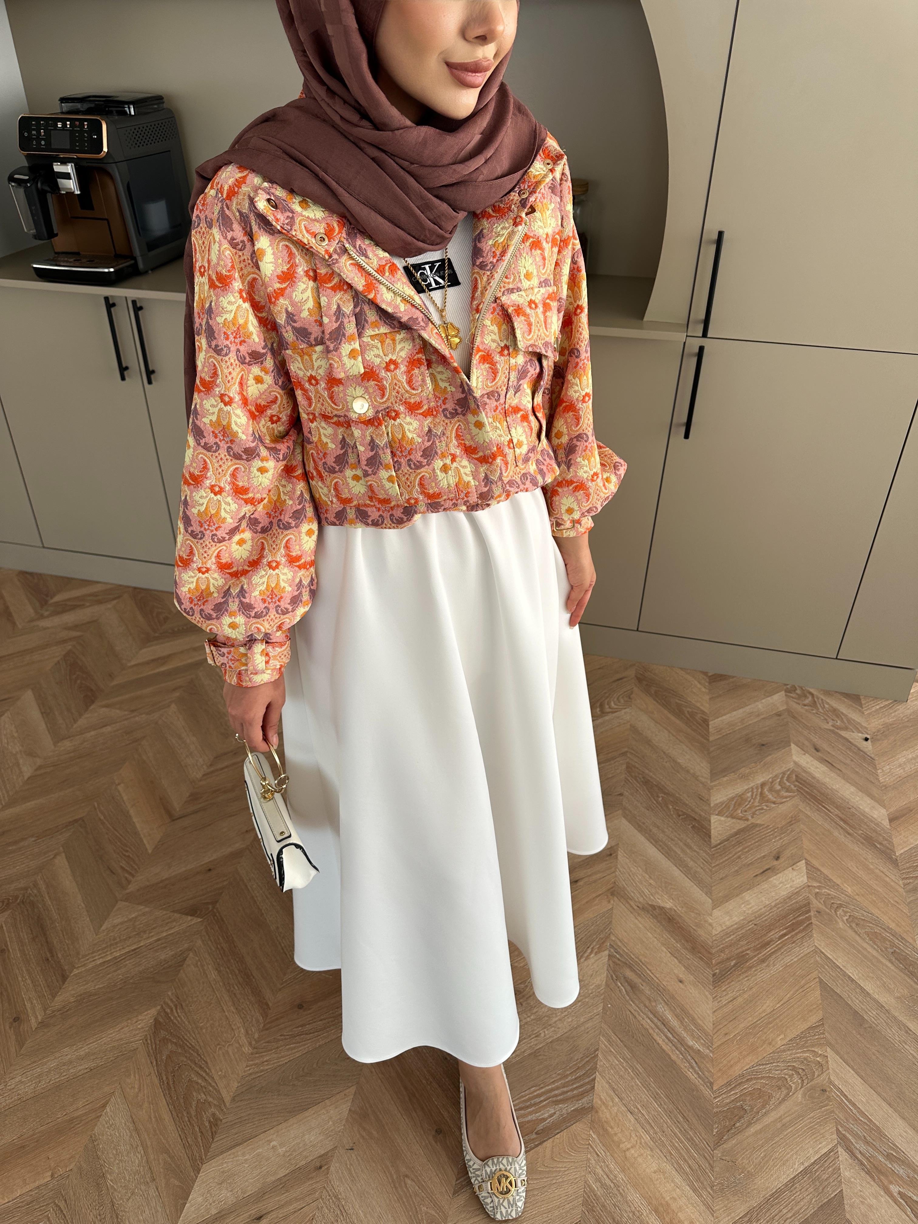 Flower Bomber Ceket Turuncu