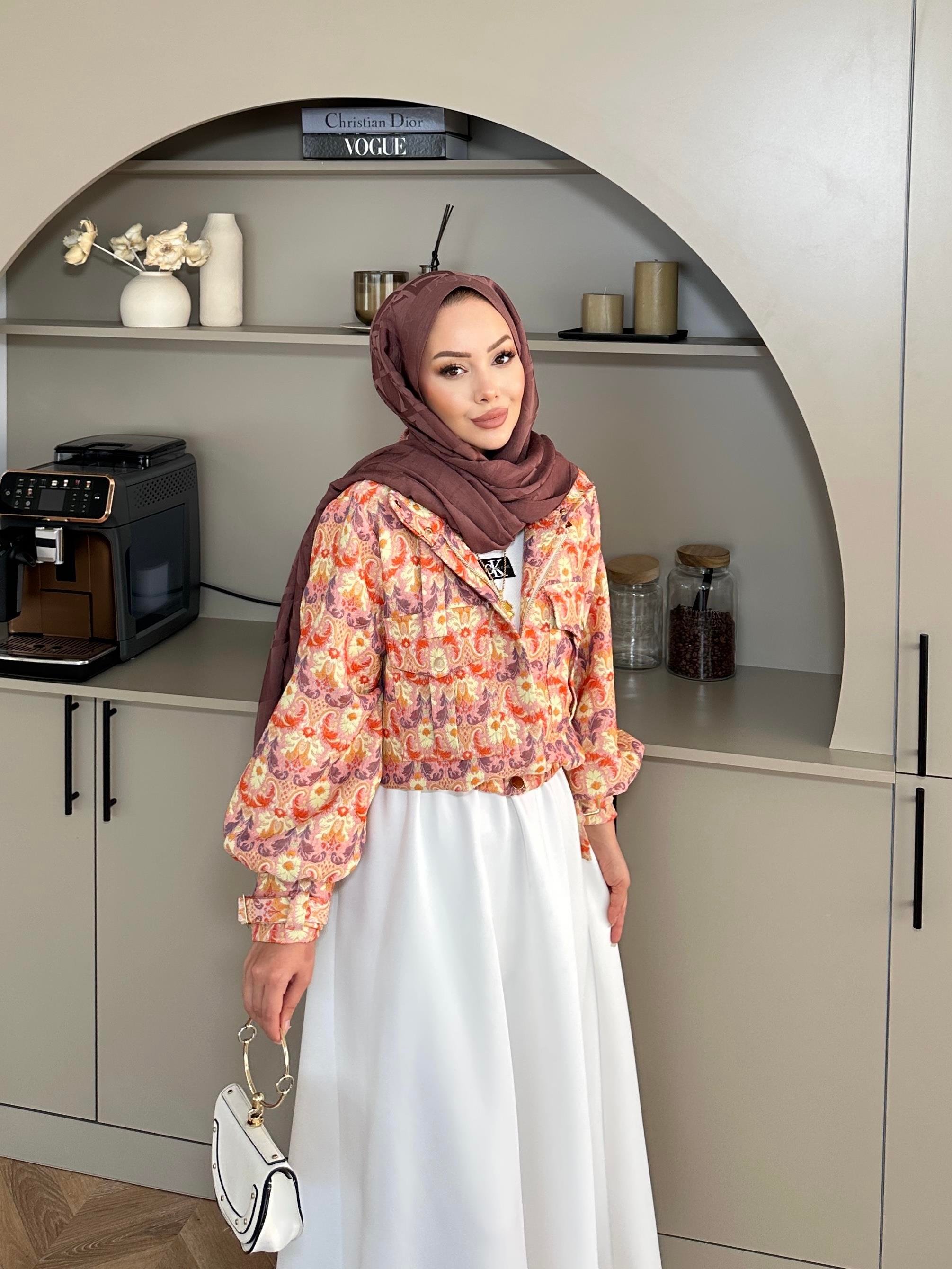 Flower Bomber Ceket Turuncu