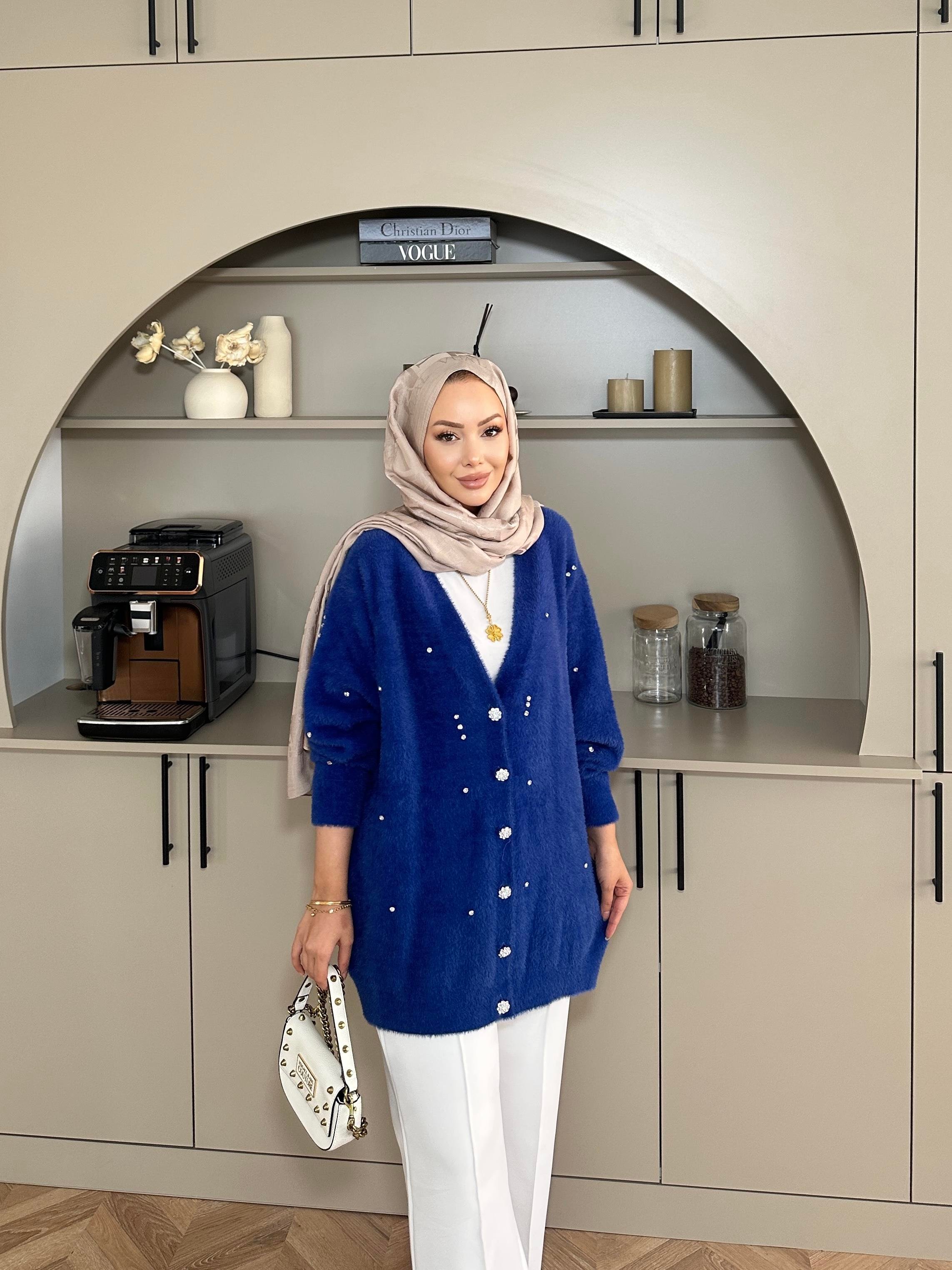 Frida Angora Hırka Mavi