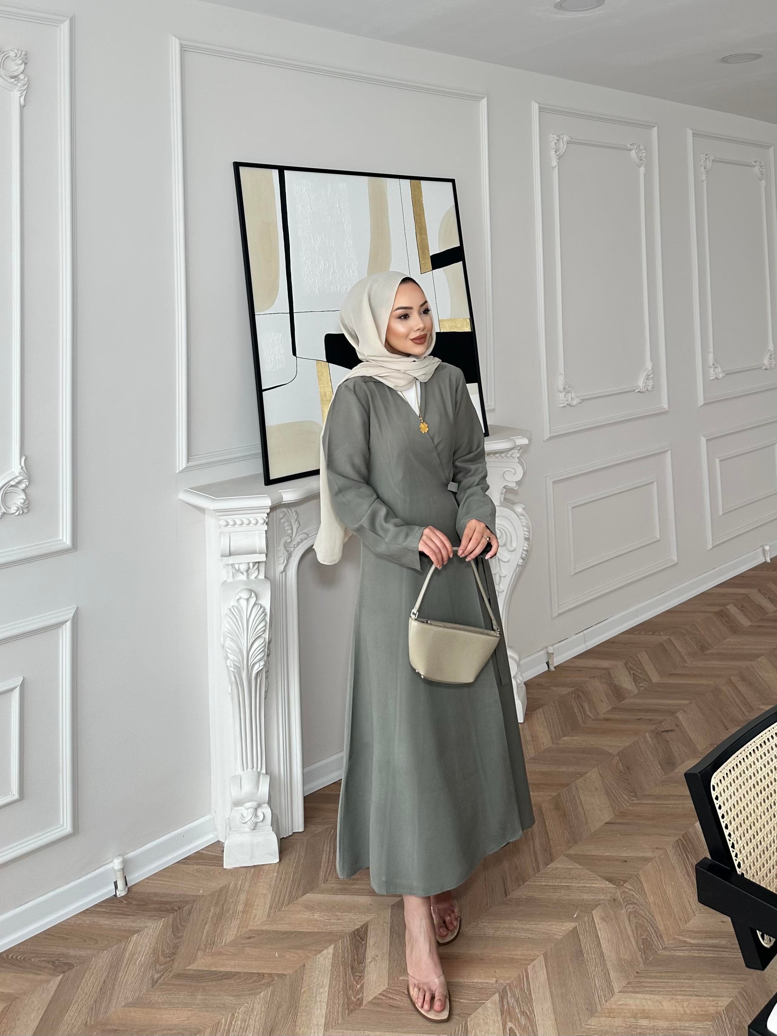 Gigi Yandan Bağlamalı Elbise Haki