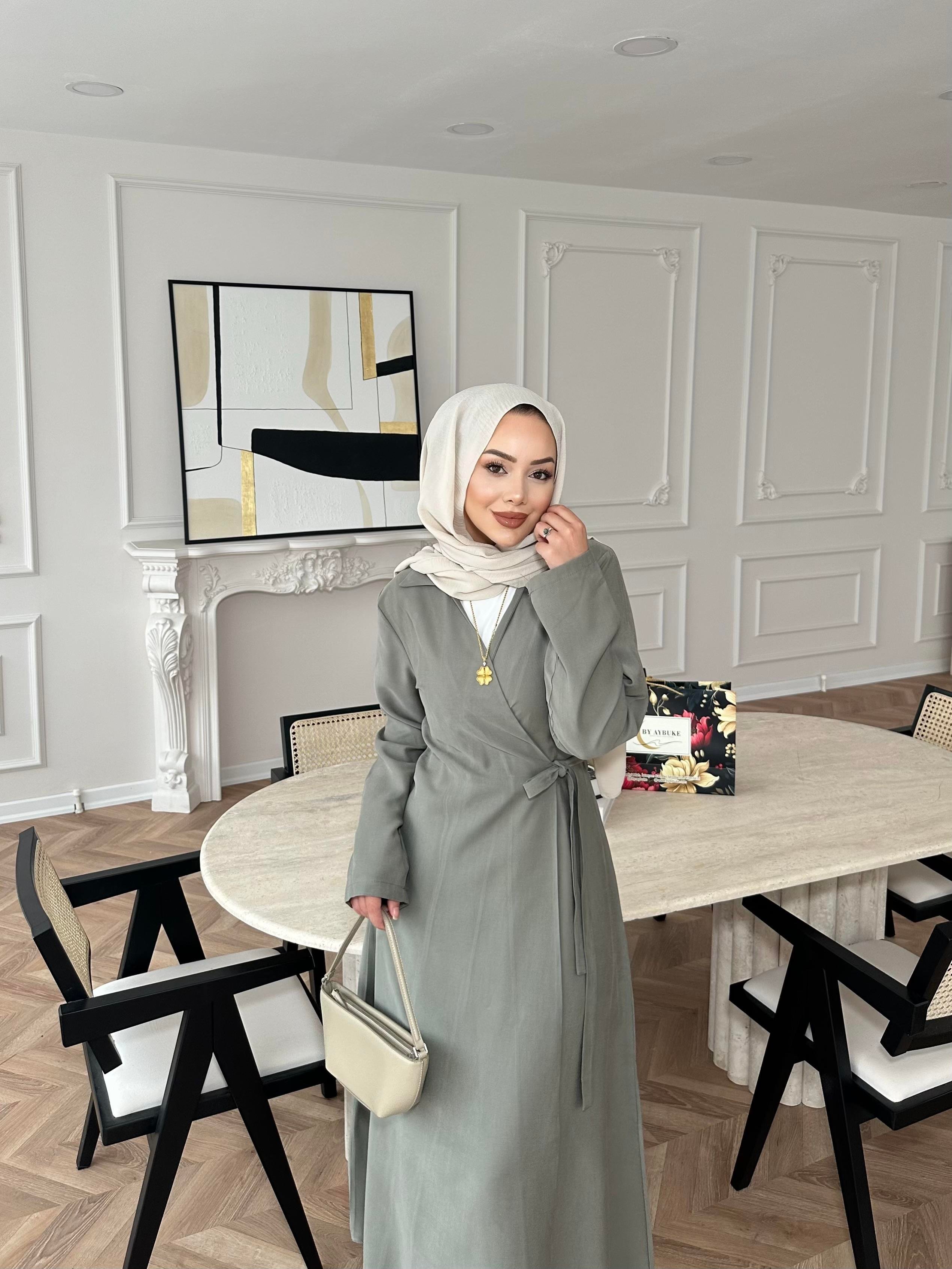 Gigi Yandan Bağlamalı Elbise Haki