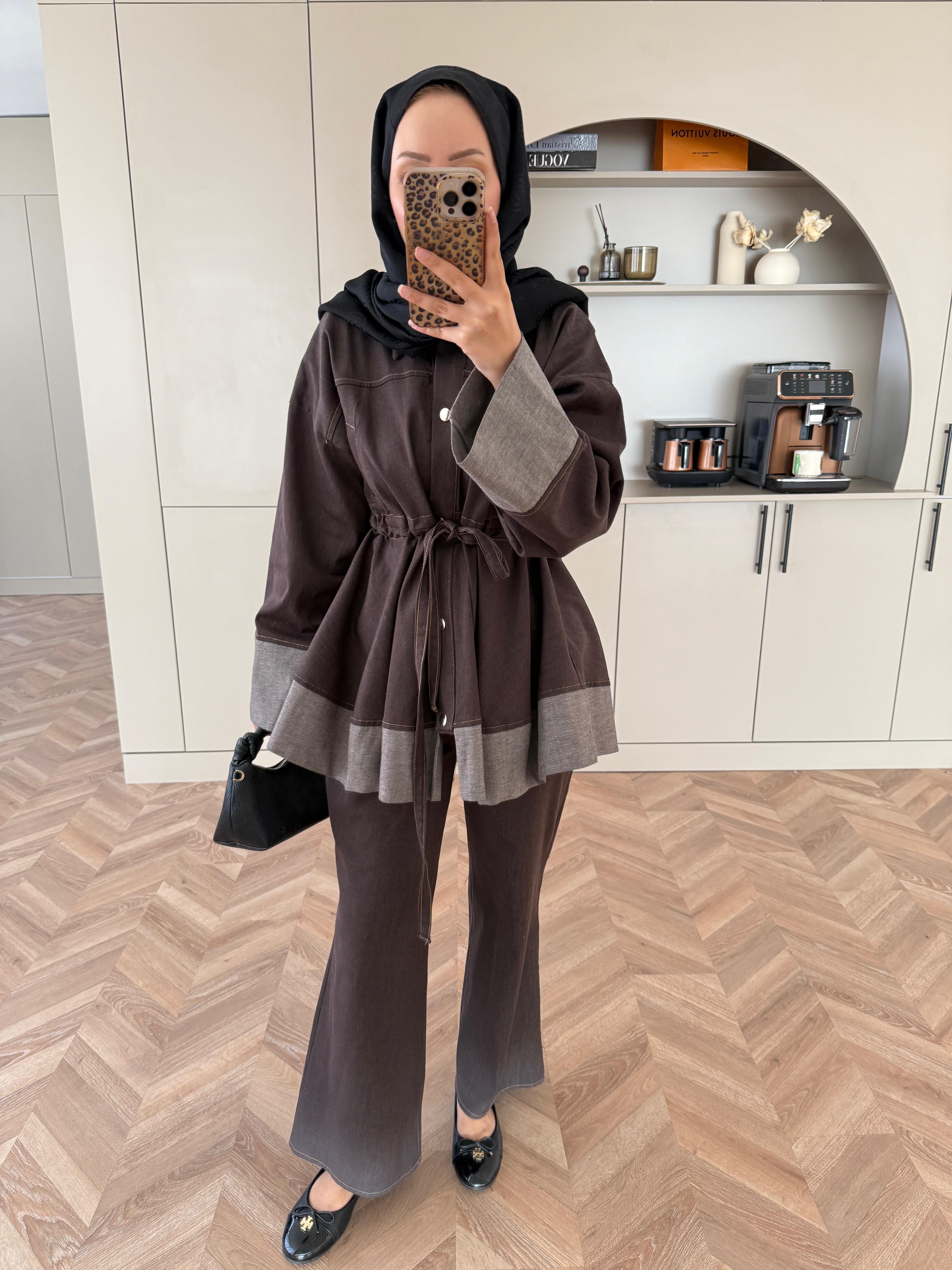 Gisa Pantolonlu Takım Kahve