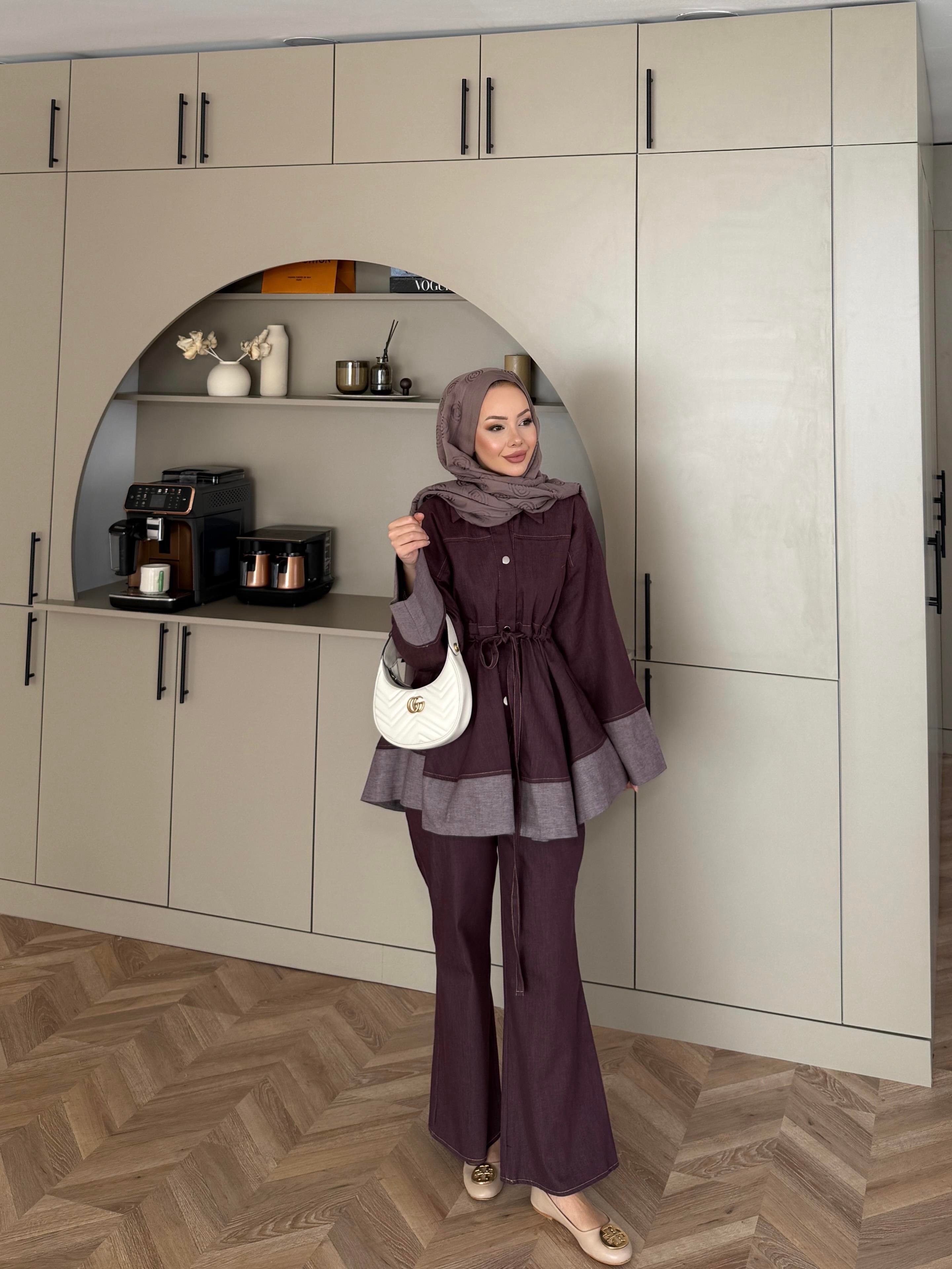 Gisa Pantolonlu Takım Vişne