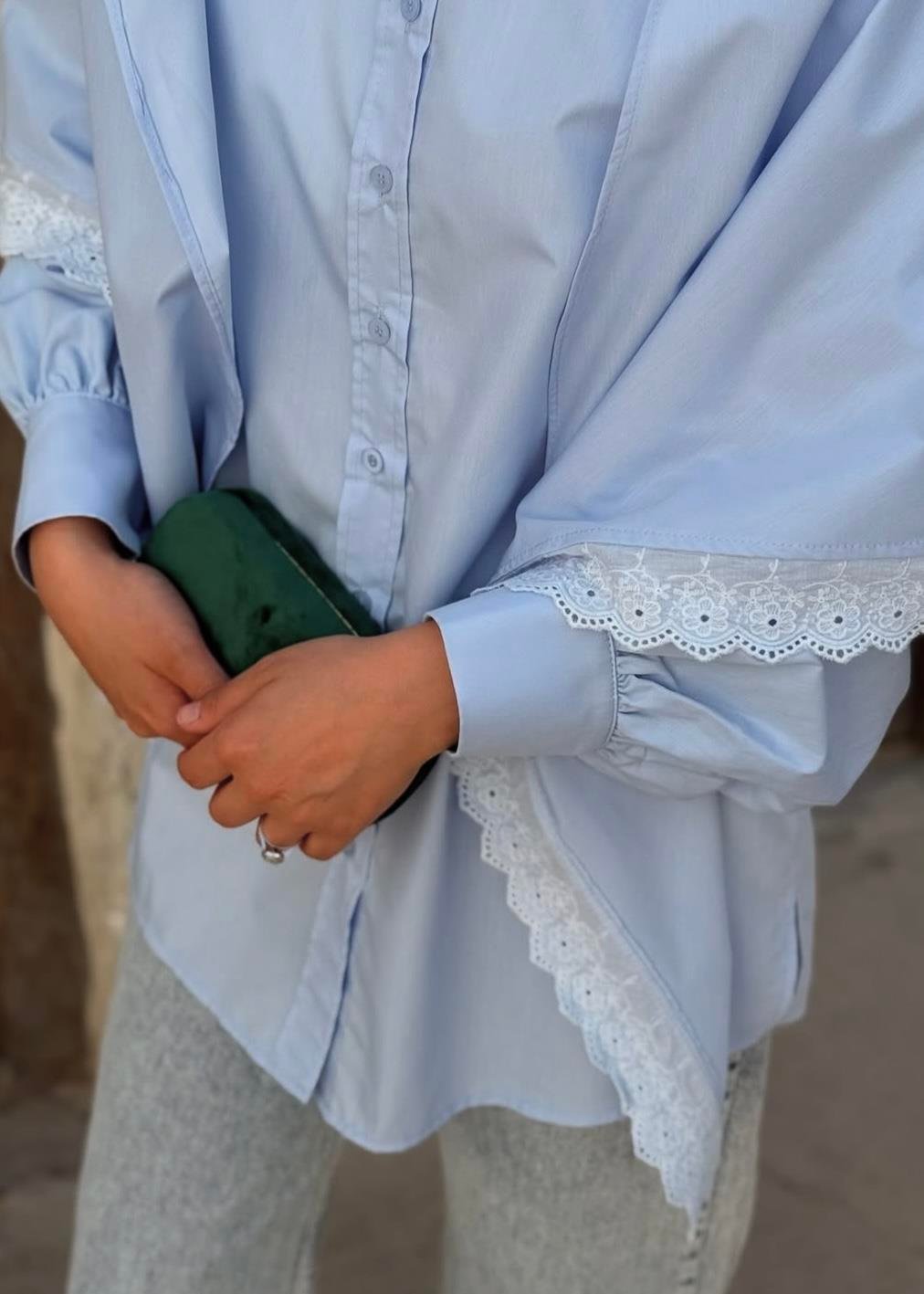 Güpürlü Gömlek Mavi 