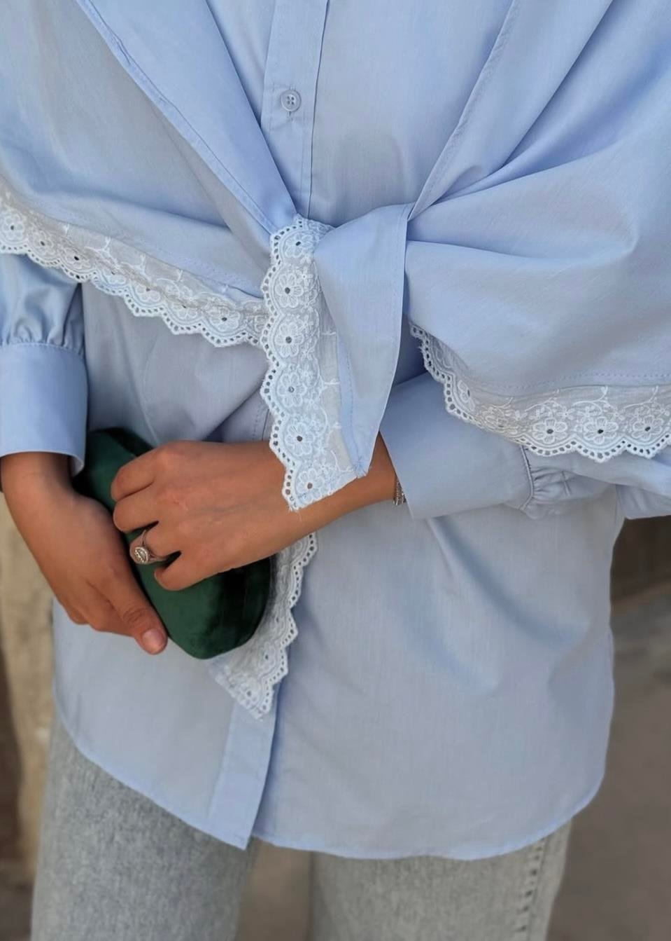 Güpürlü Gömlek Mavi 