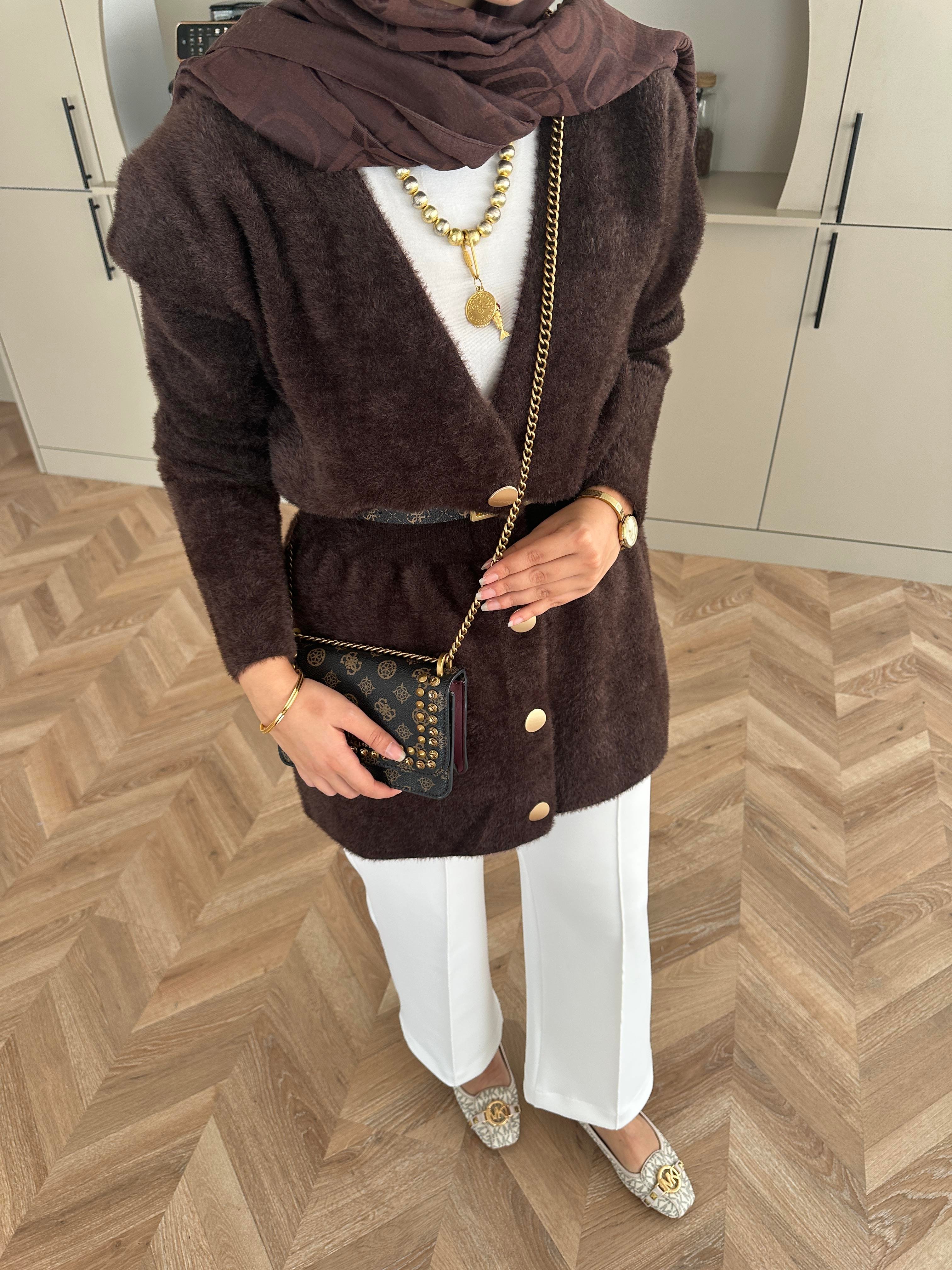 Hadley Sakallı Hırka Acı Kahve