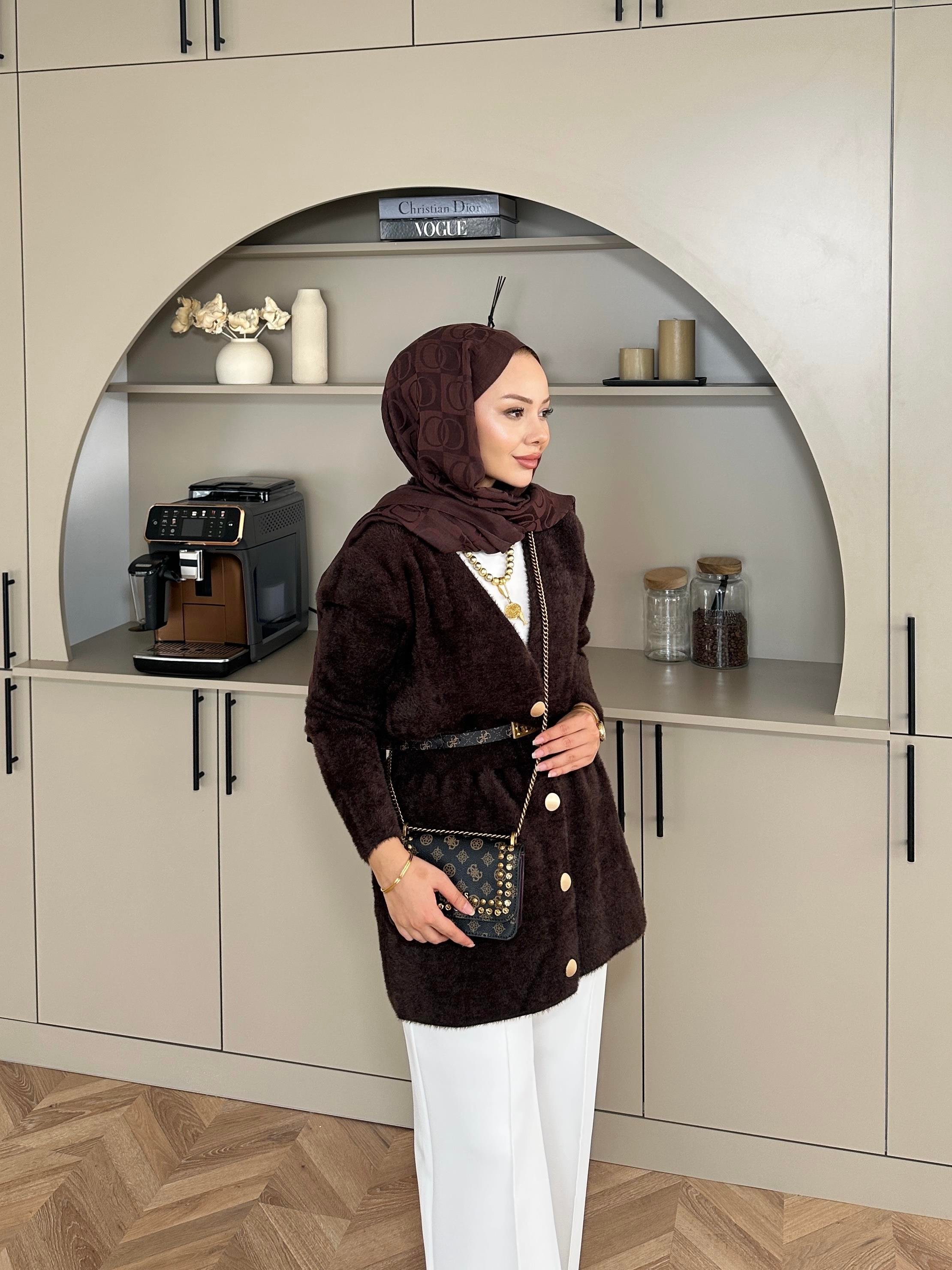 Hadley Sakallı Hırka Acı Kahve