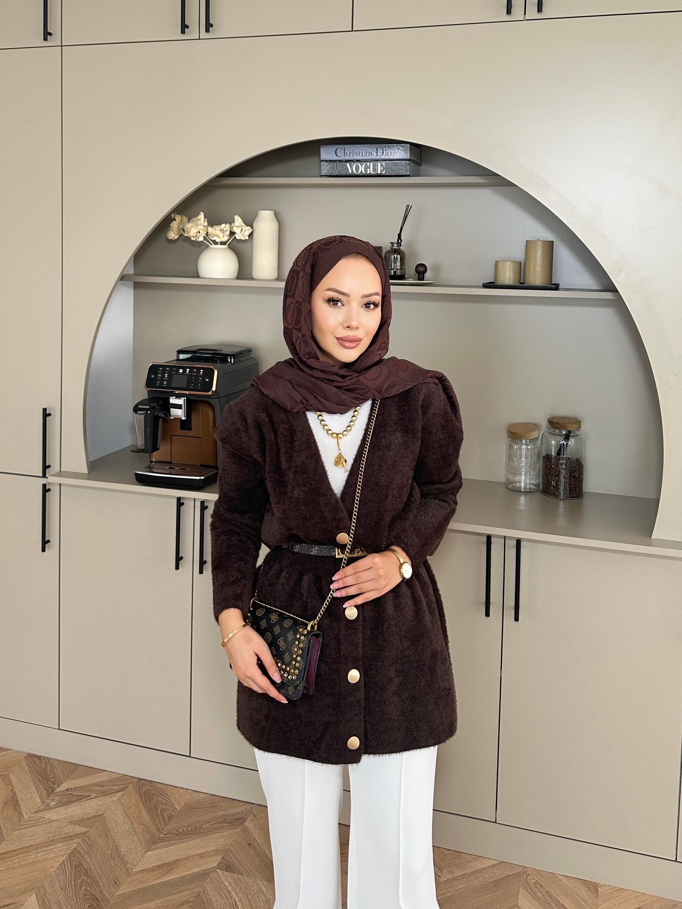 Hadley Sakallı Hırka Acı Kahve