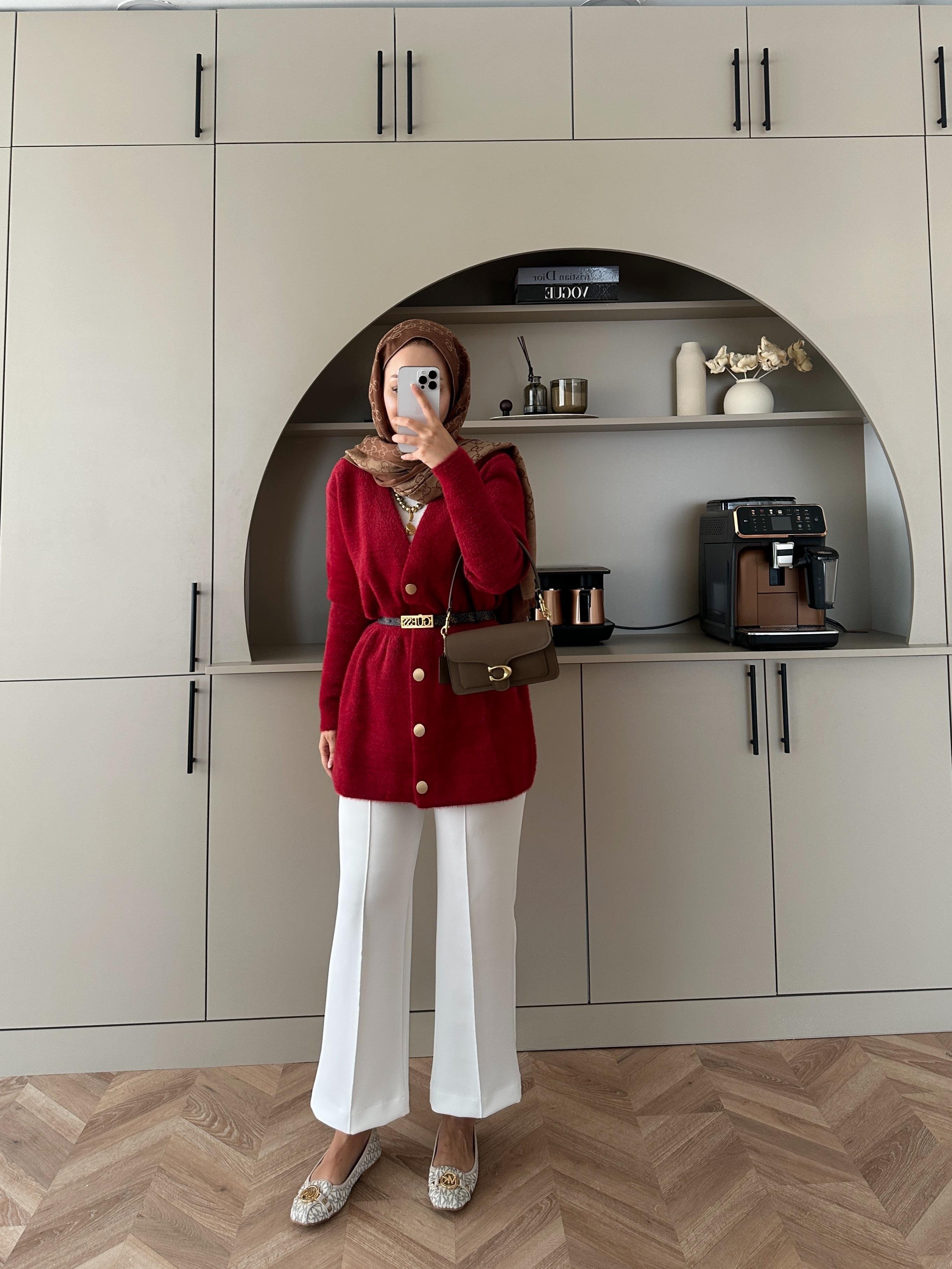 Hadley Sakallı Hırka Kırmızı