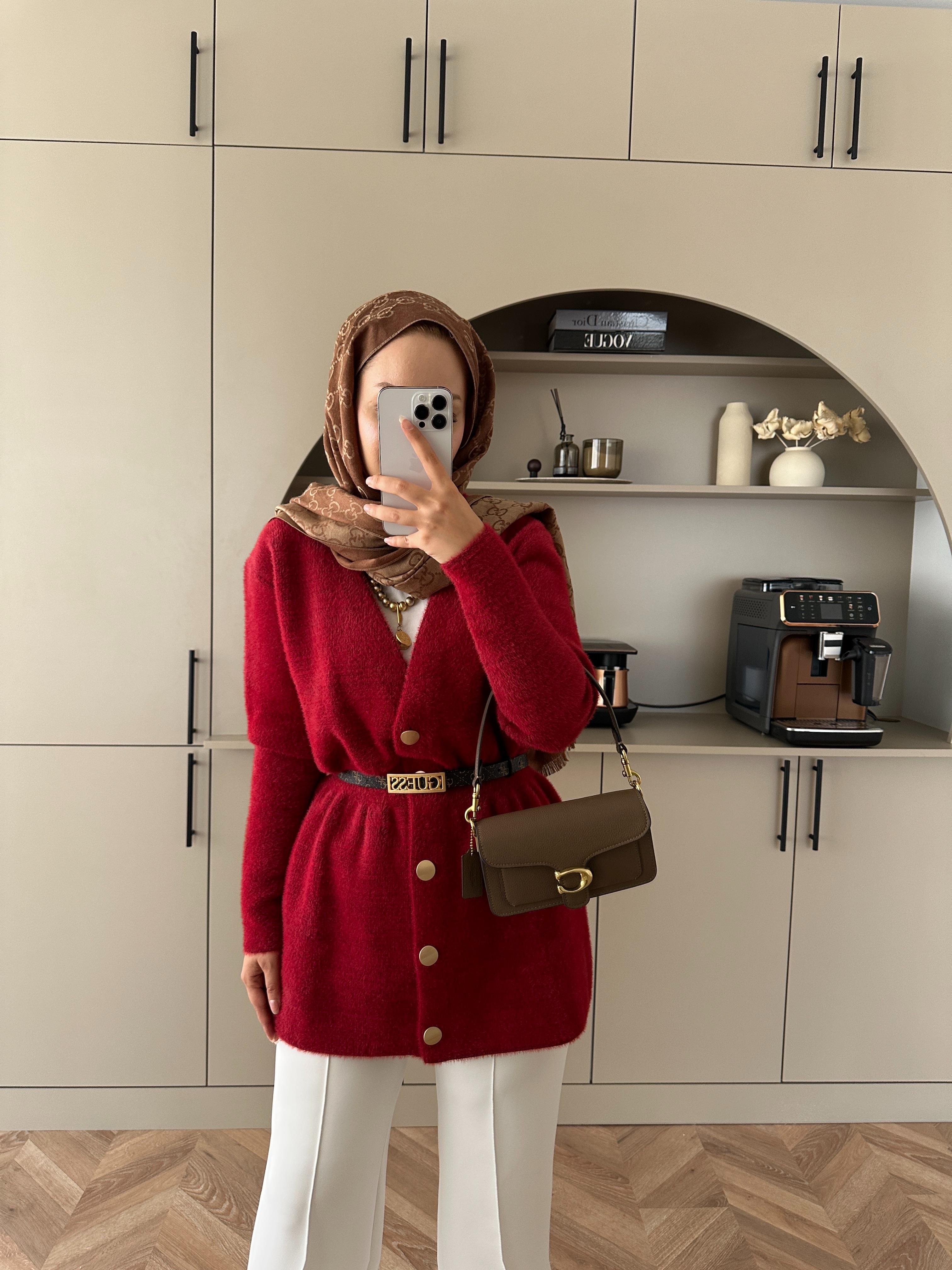 Hadley Sakallı Hırka Kırmızı