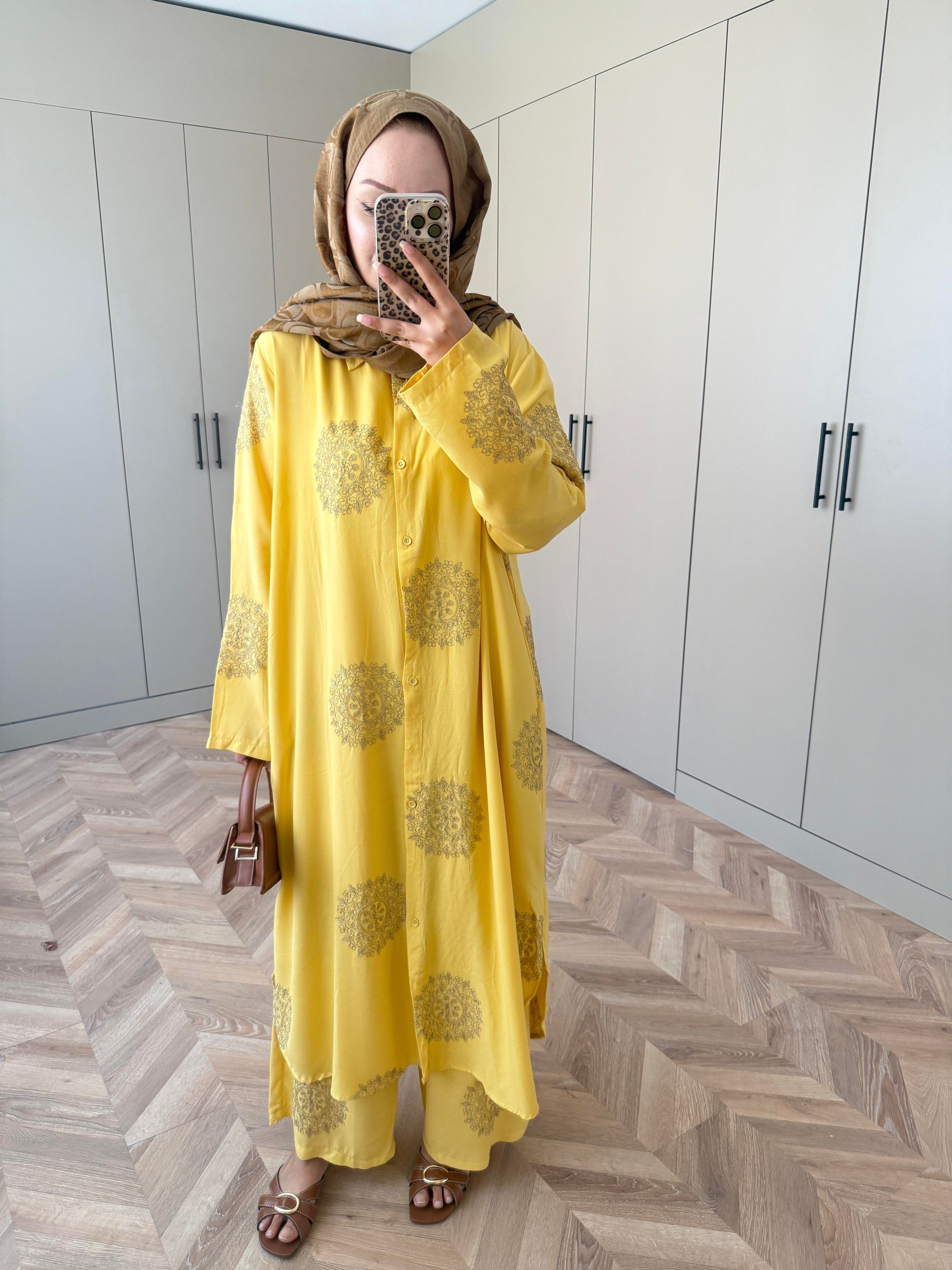 Hazel Pantolonlu Takım Sarı 