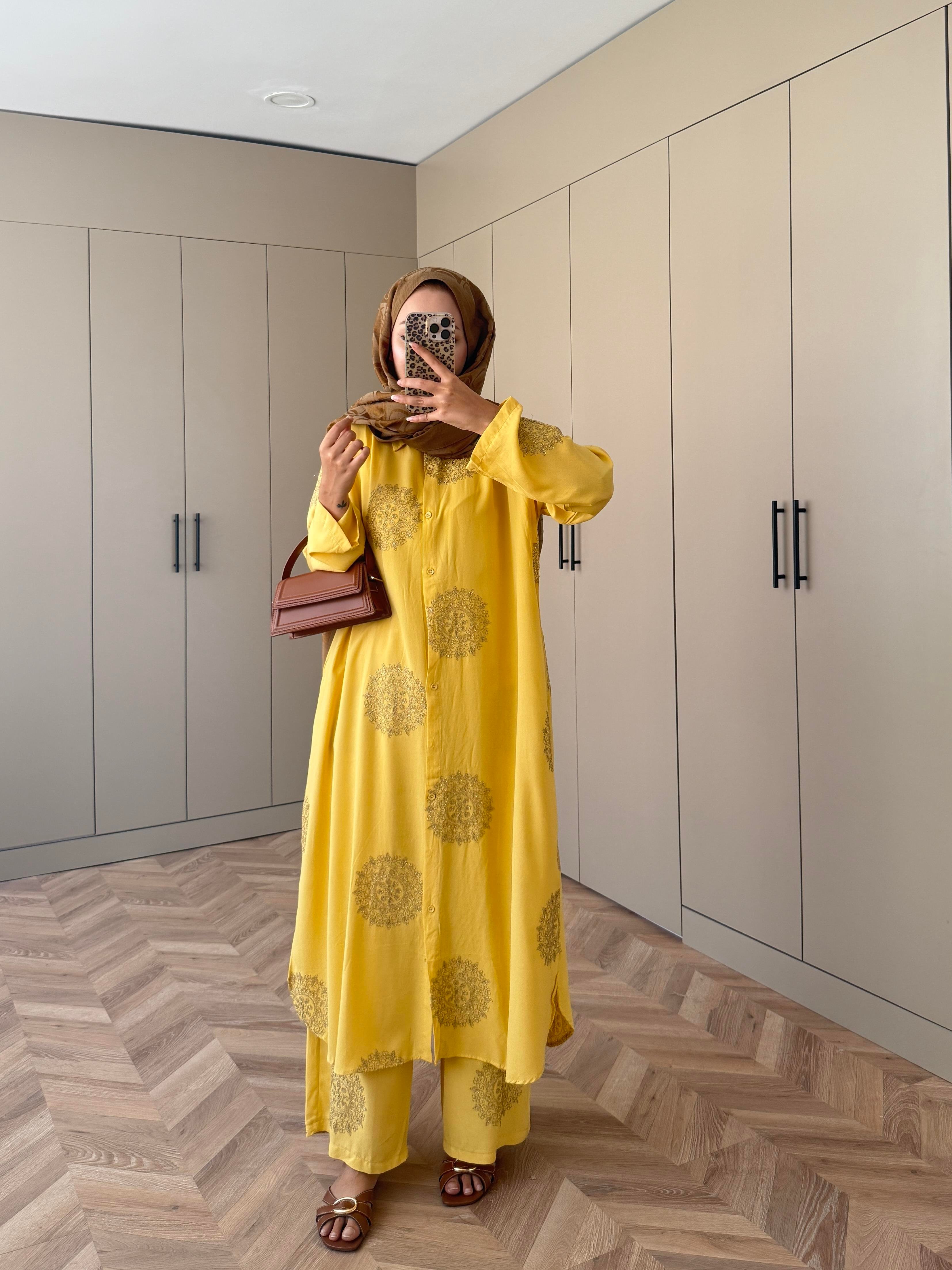 Hazel Pantolonlu Takım Sarı 