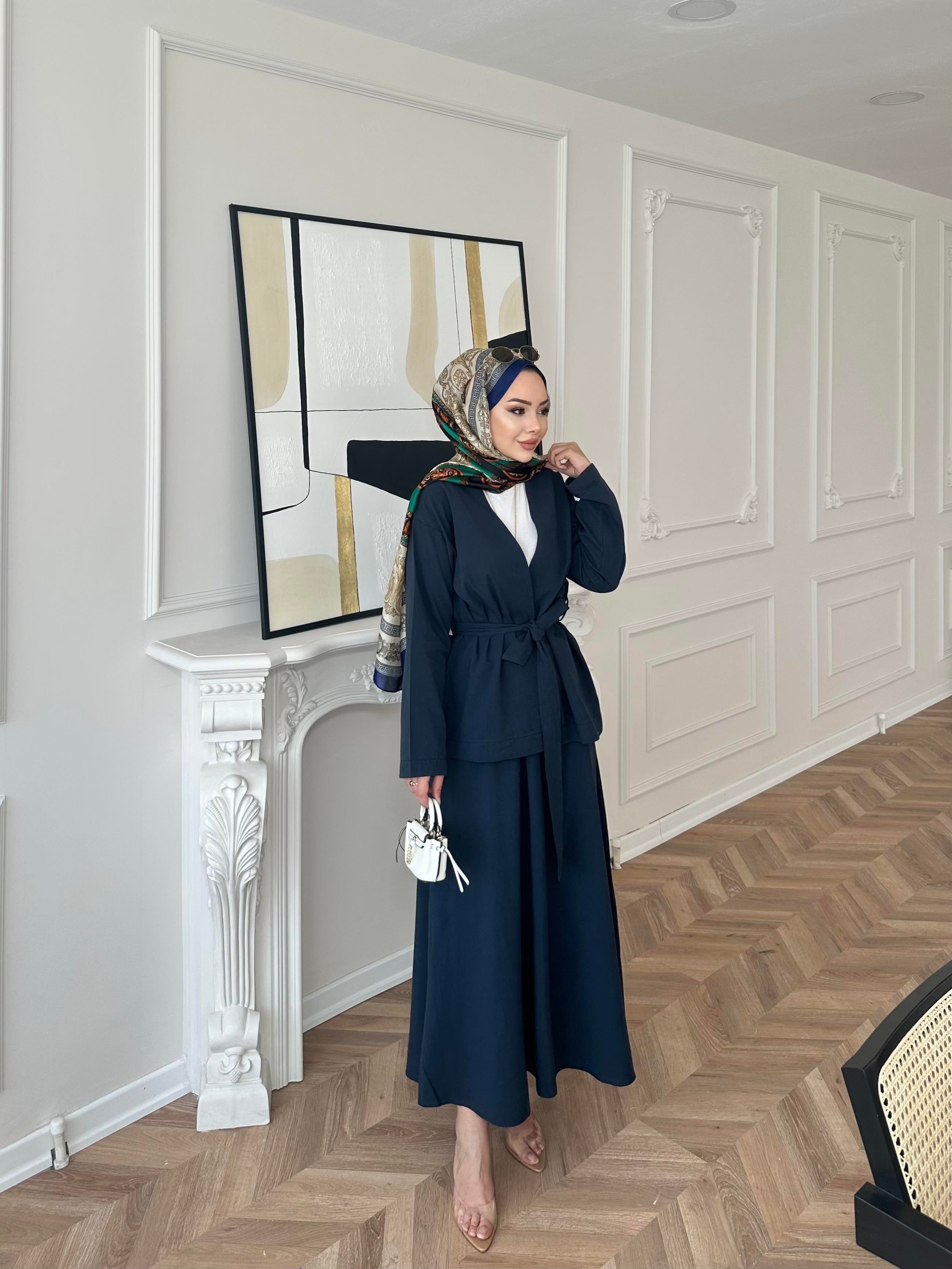 Liyuza Keten Etekli Takım Lacivert