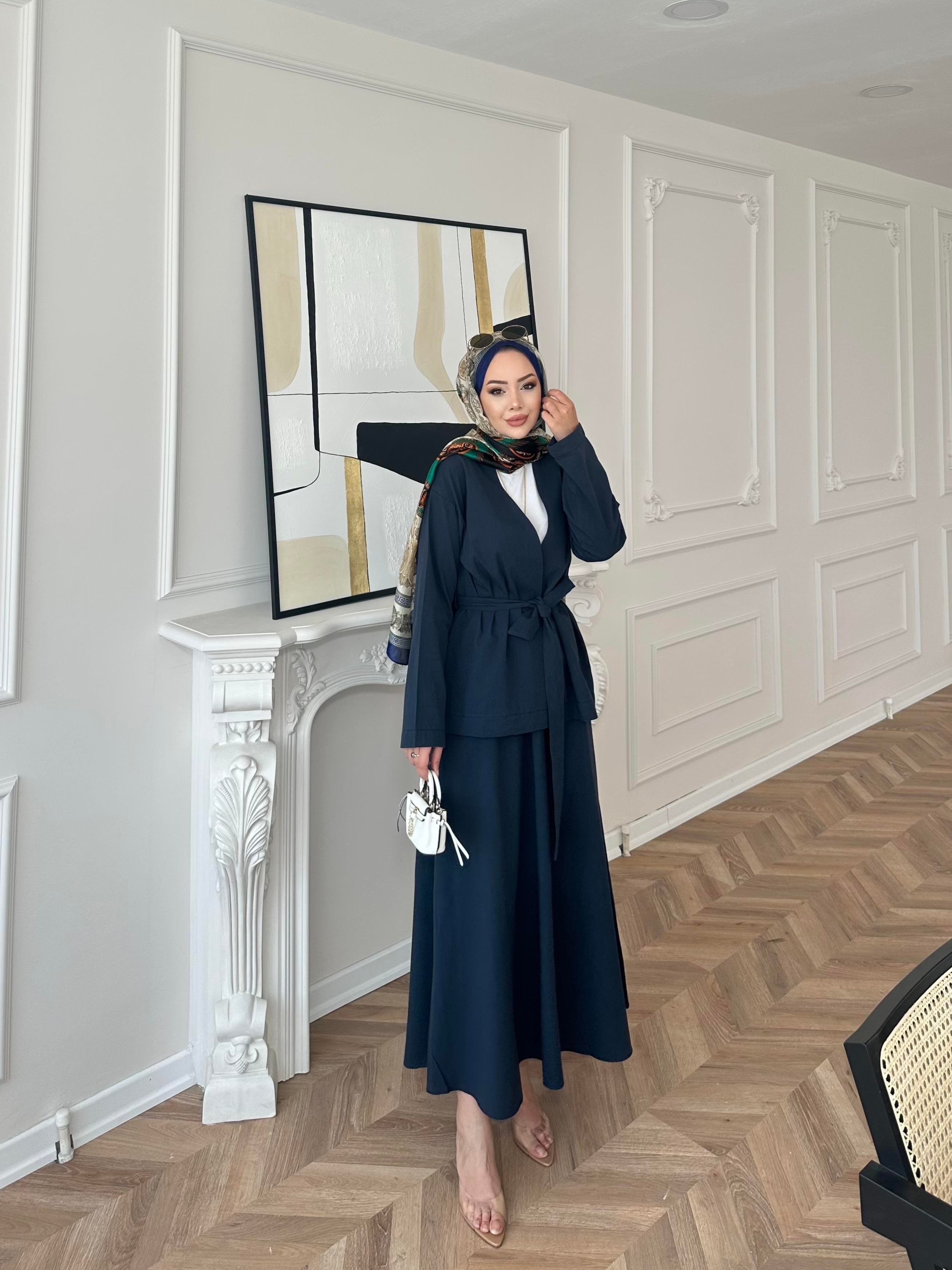 Liyuza Keten Etekli Takım Lacivert