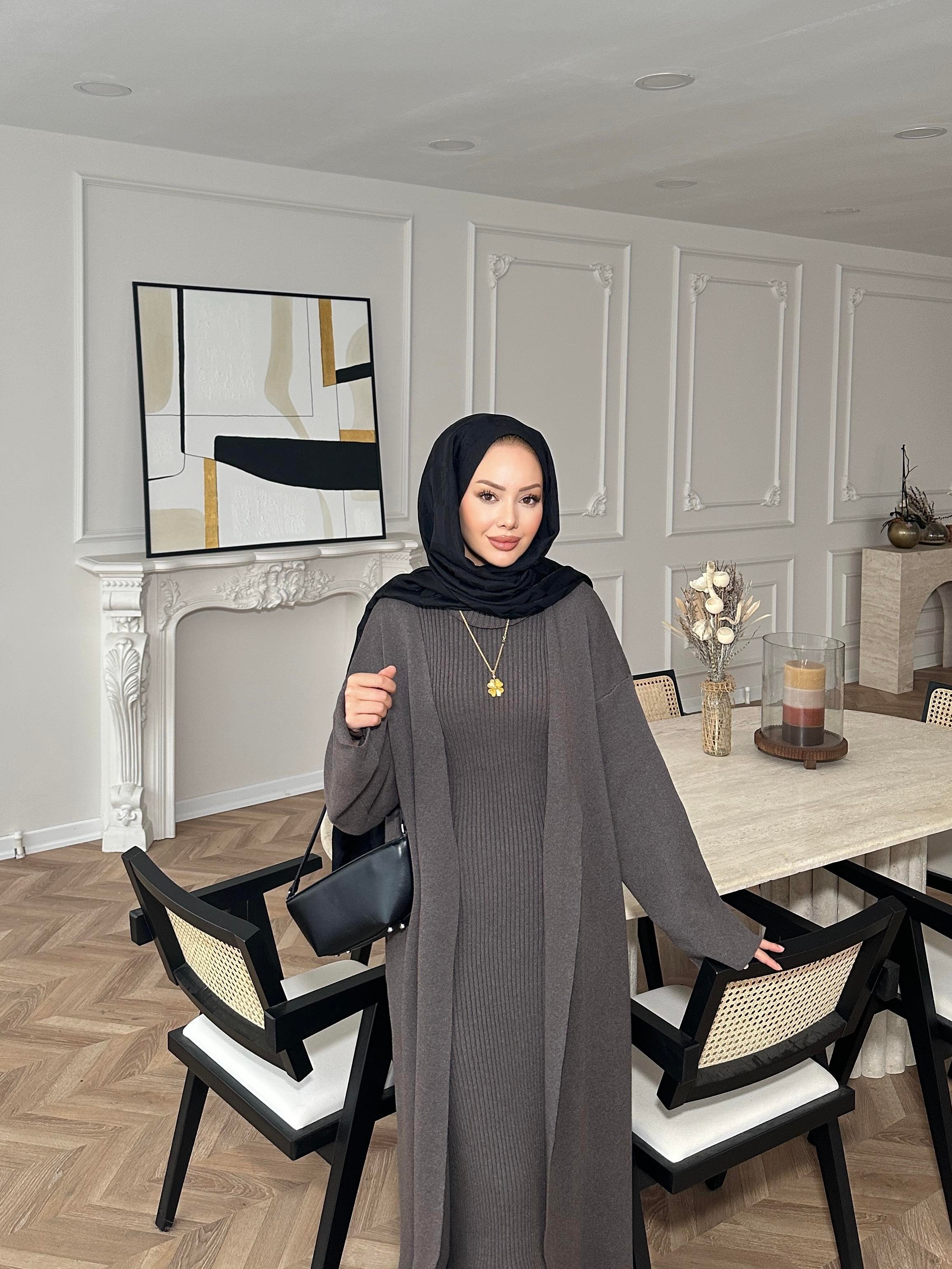 İç Elbiseli Kimono Takım Vizon