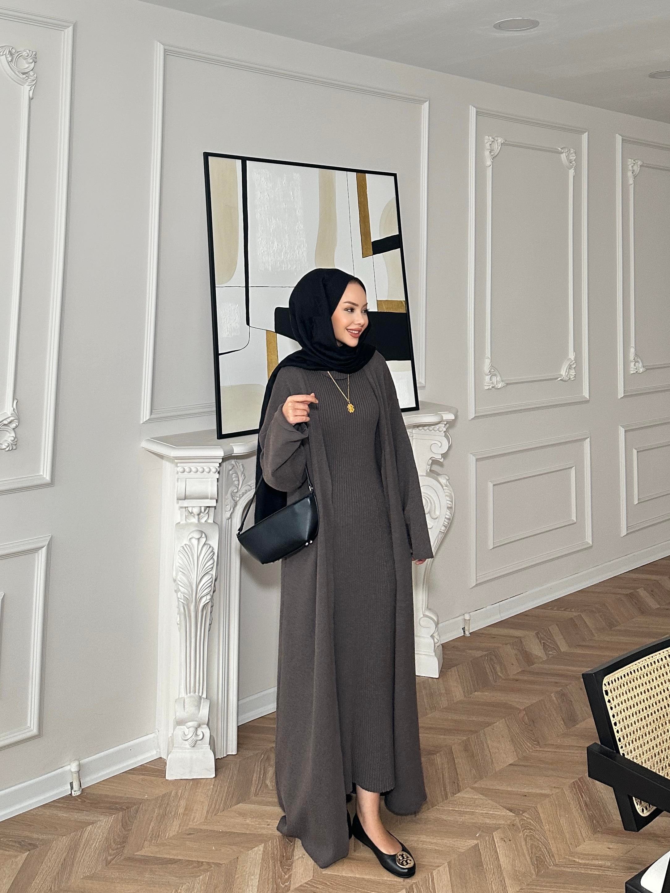 İç Elbiseli Kimono Takım Vizon