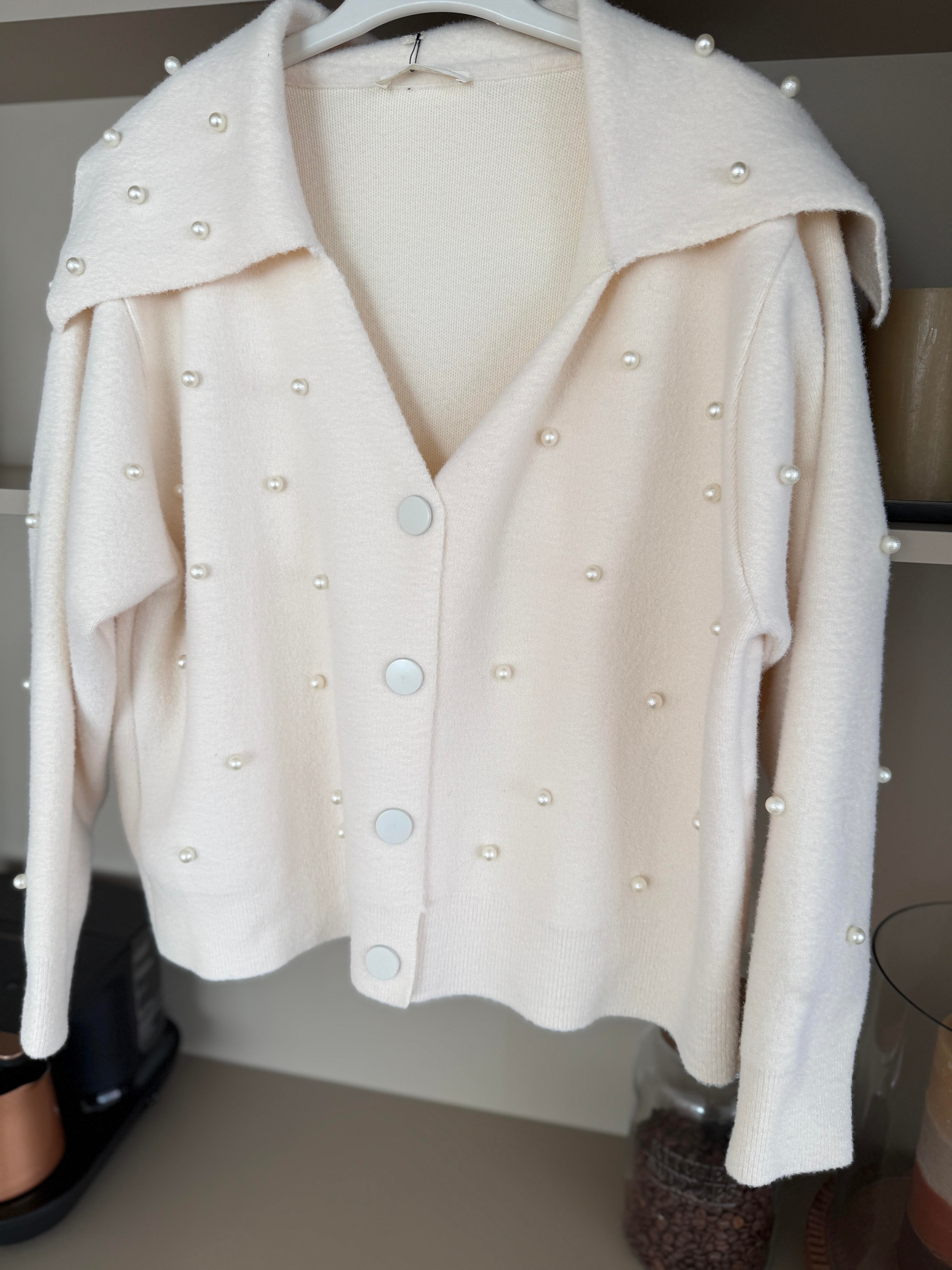 İncili Angora Hırka Ekru