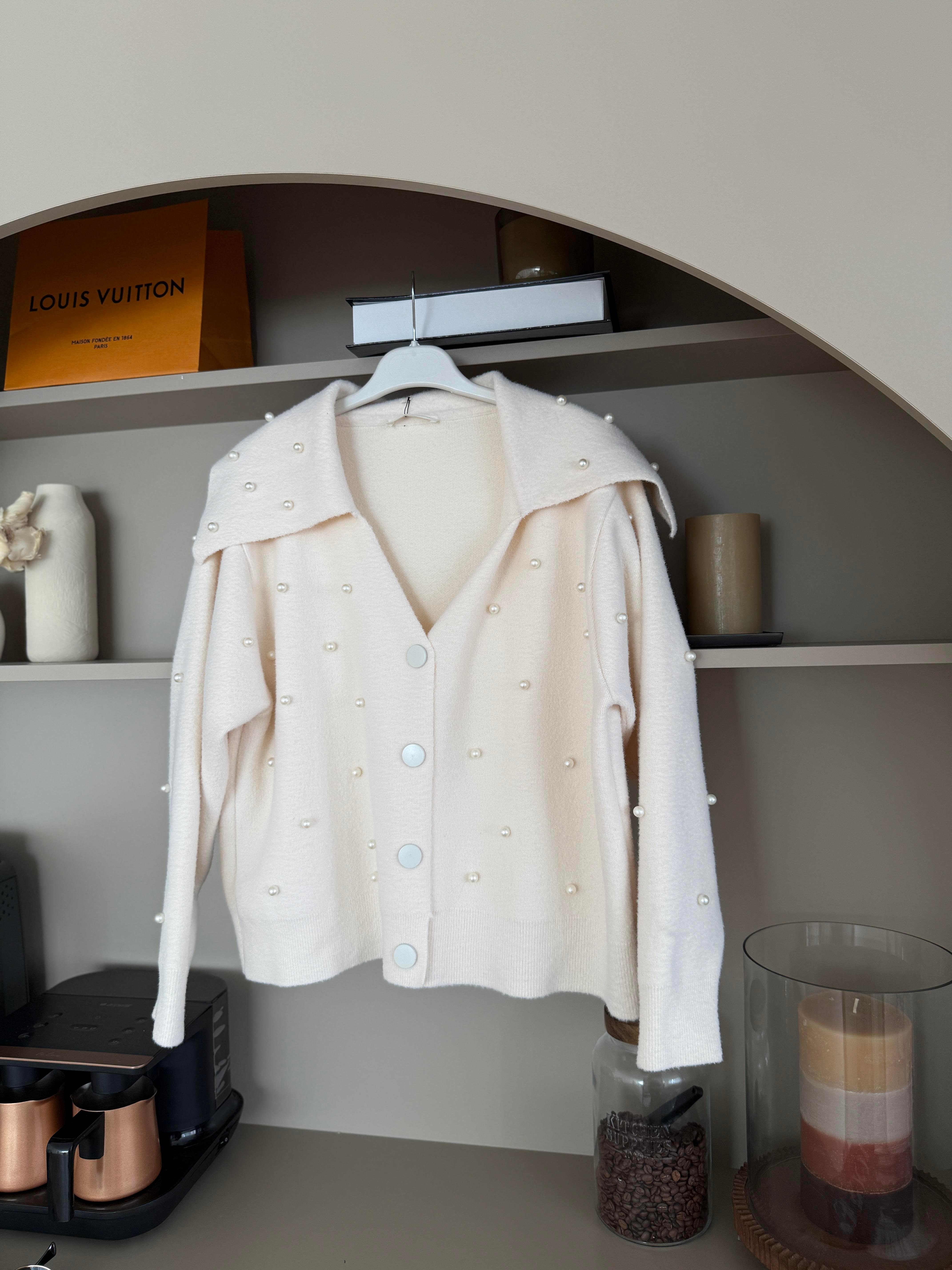 İncili Angora Hırka Ekru