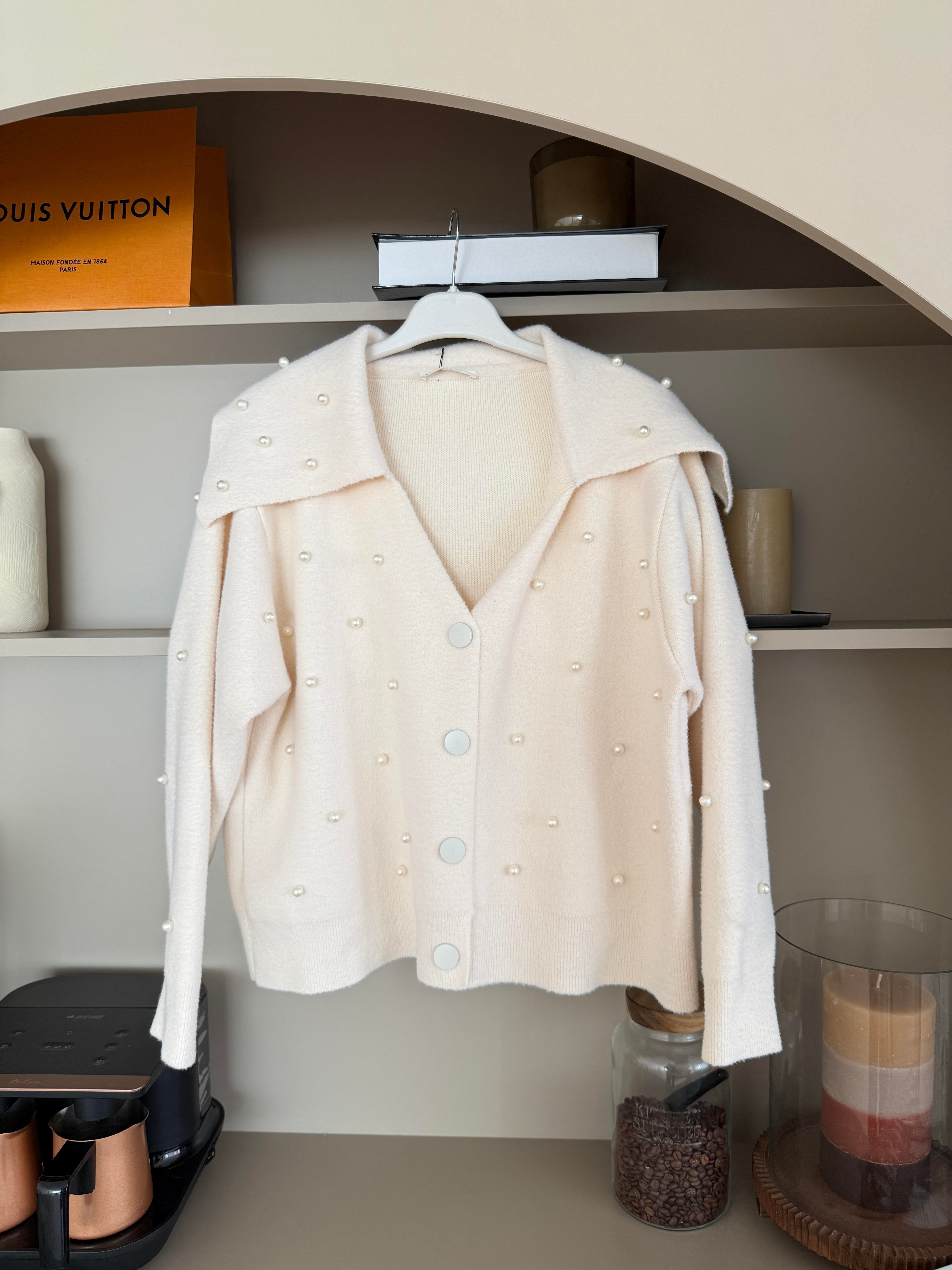 İncili Angora Hırka Ekru