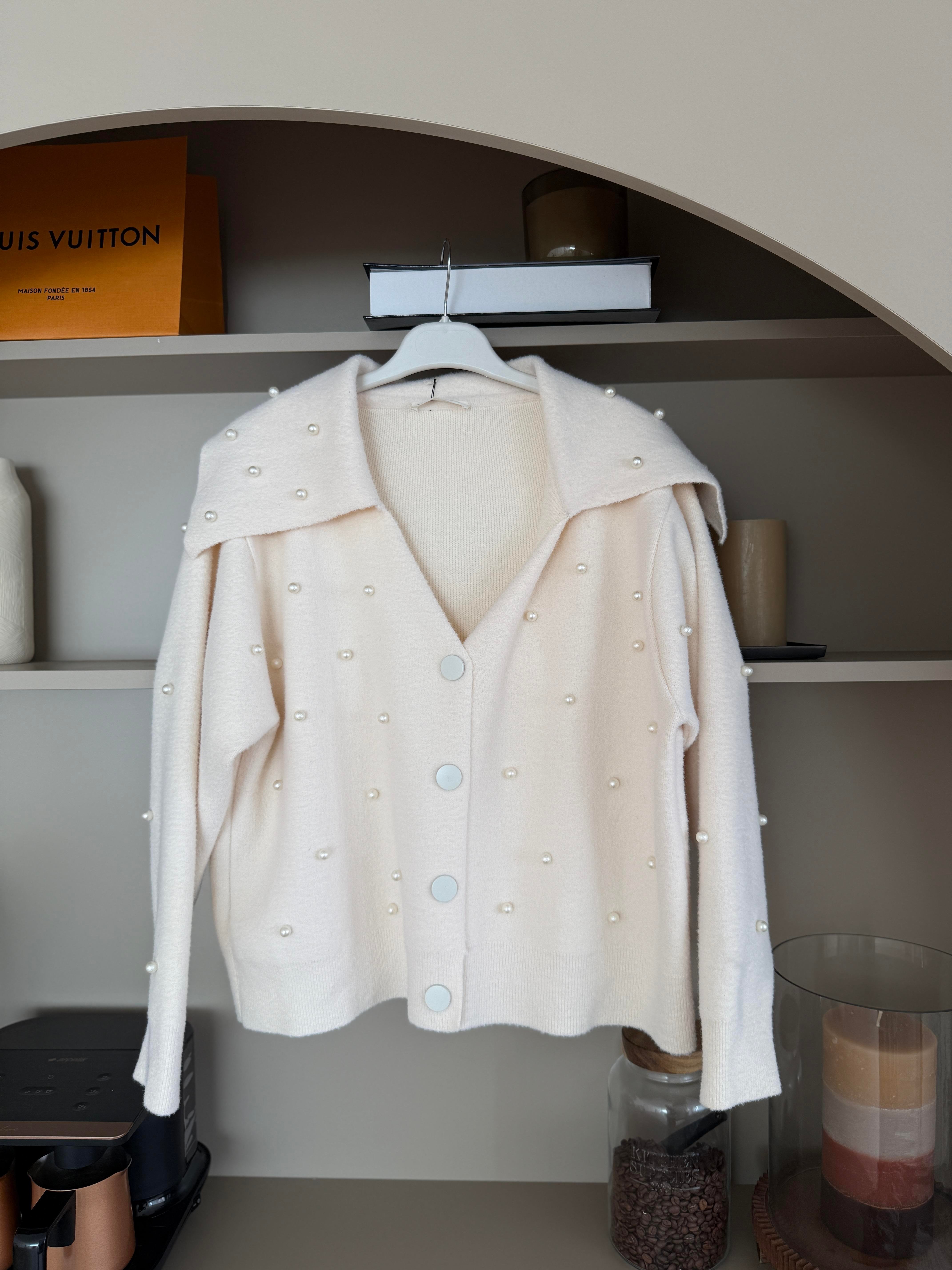 İncili Angora Hırka Ekru