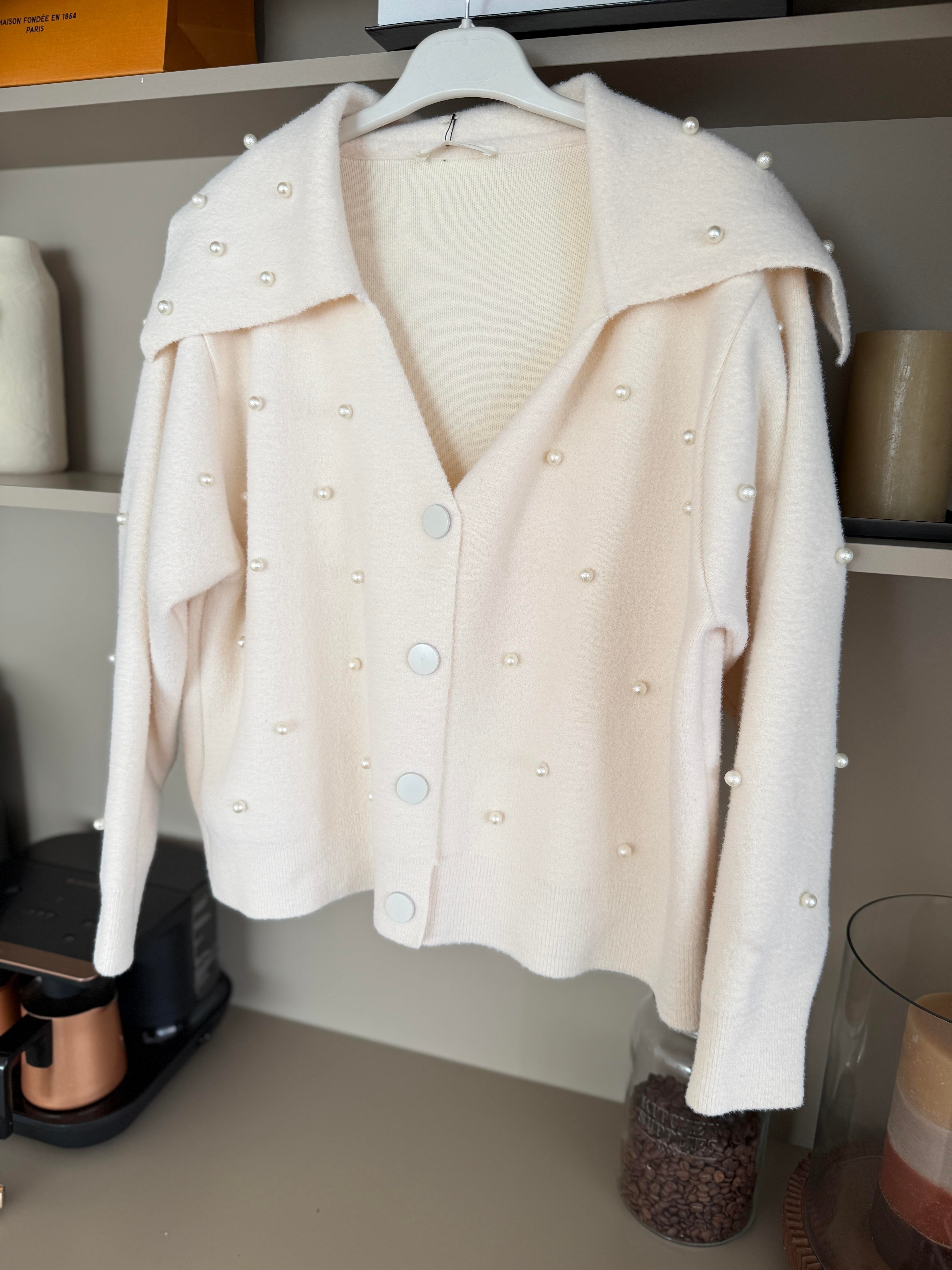 İncili Angora Hırka Ekru