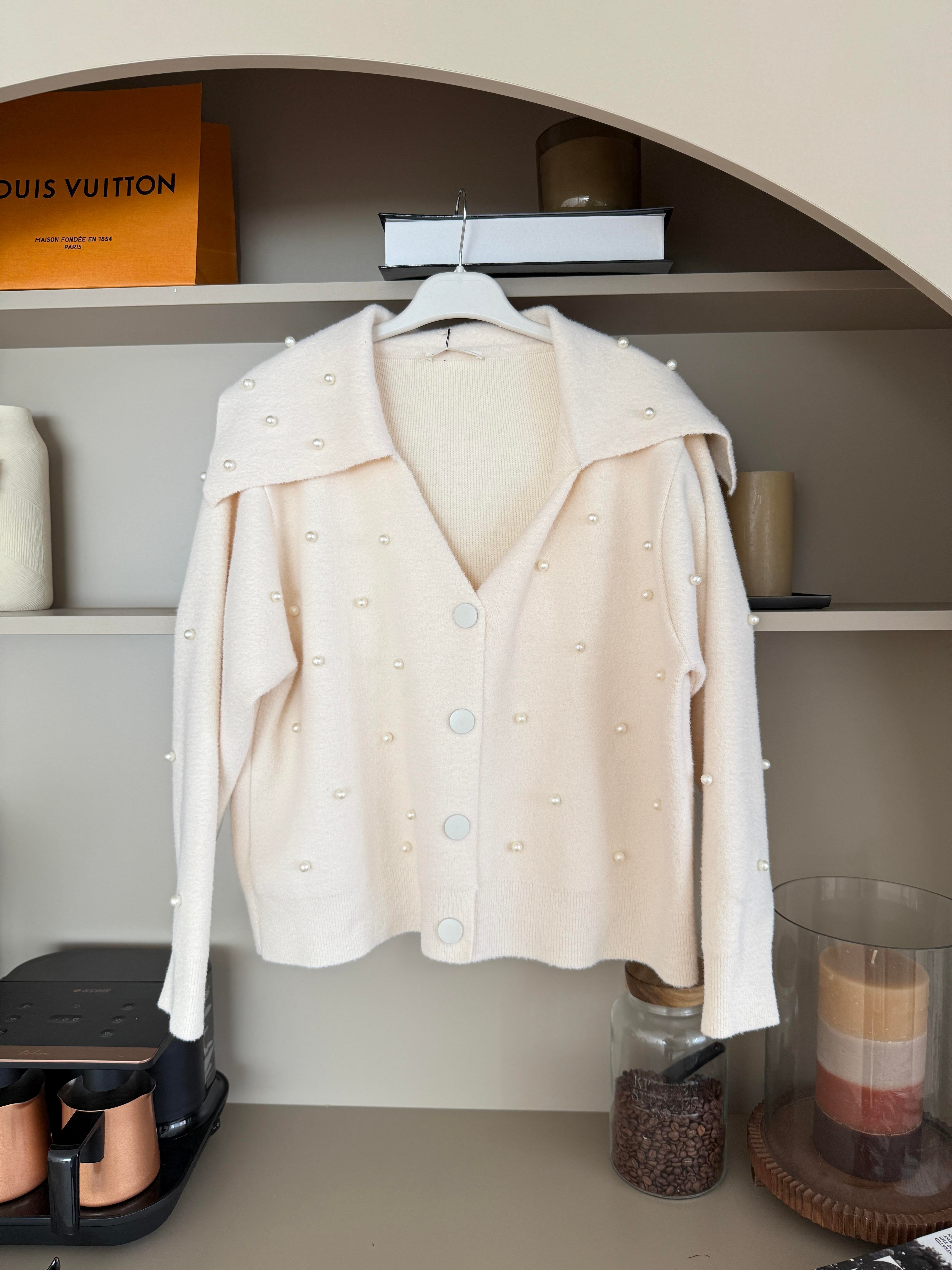 İncili Angora Hırka Ekru