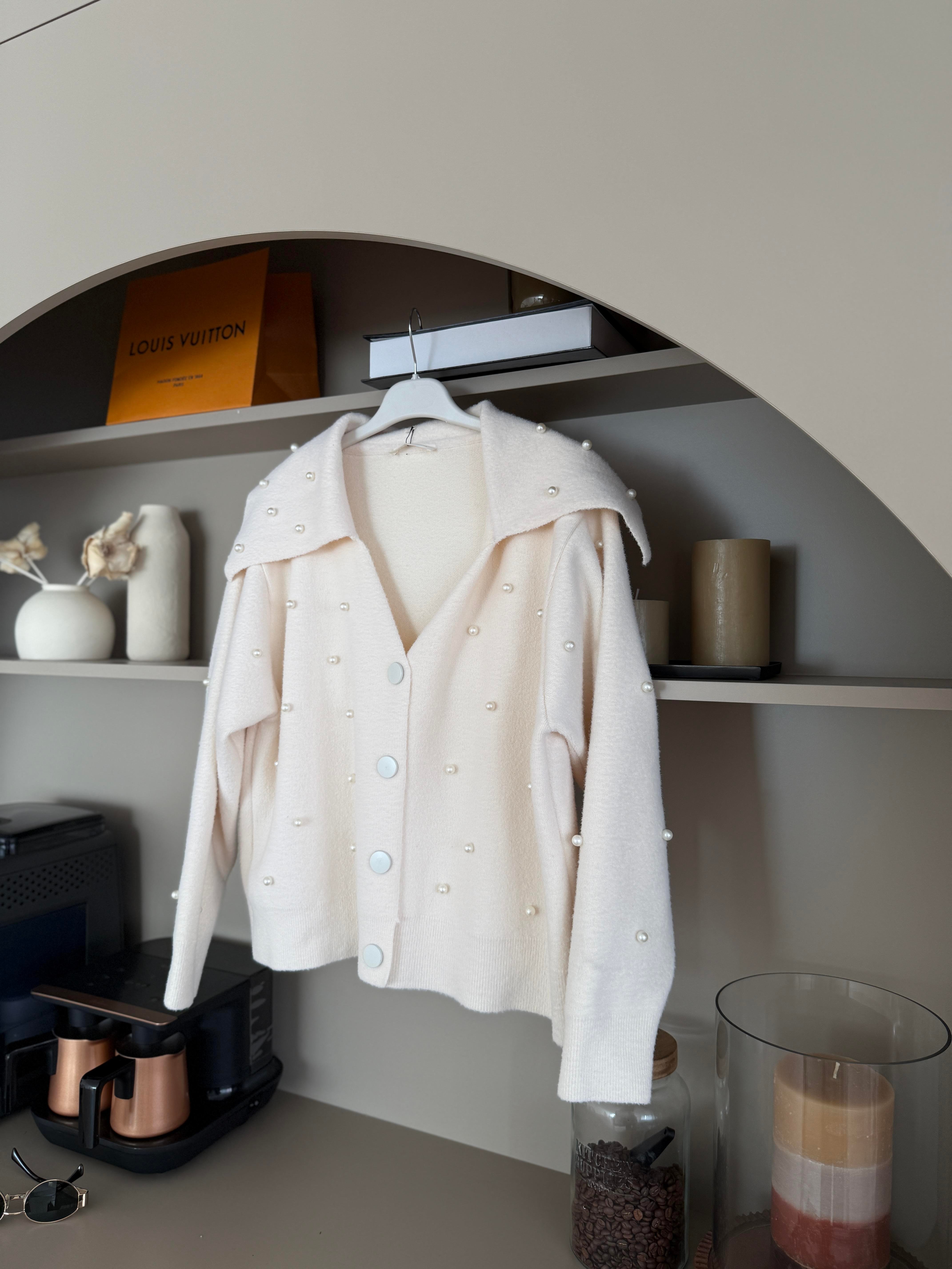 İncili Angora Hırka Ekru