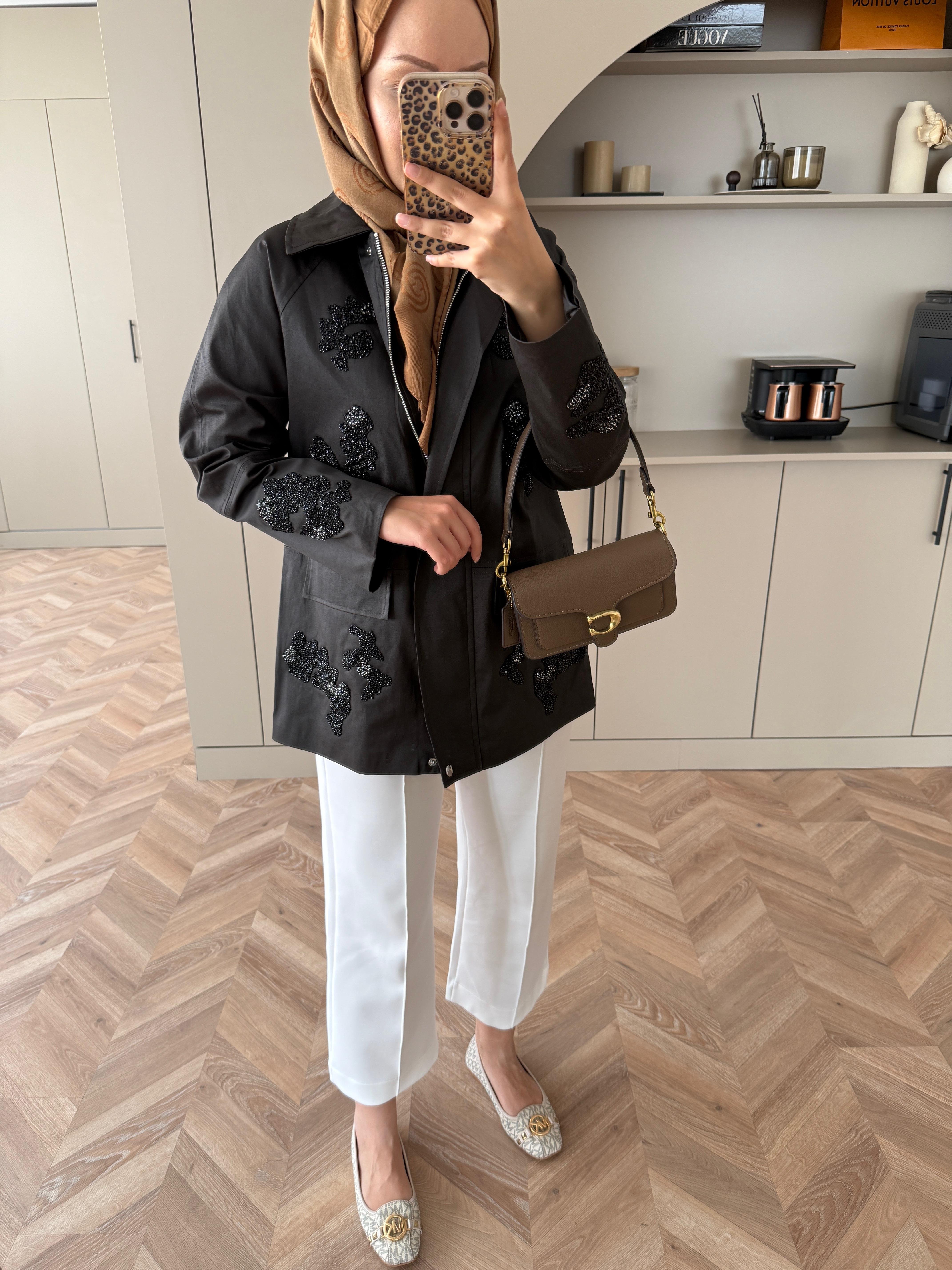 İşlemeli Ceket Kahve