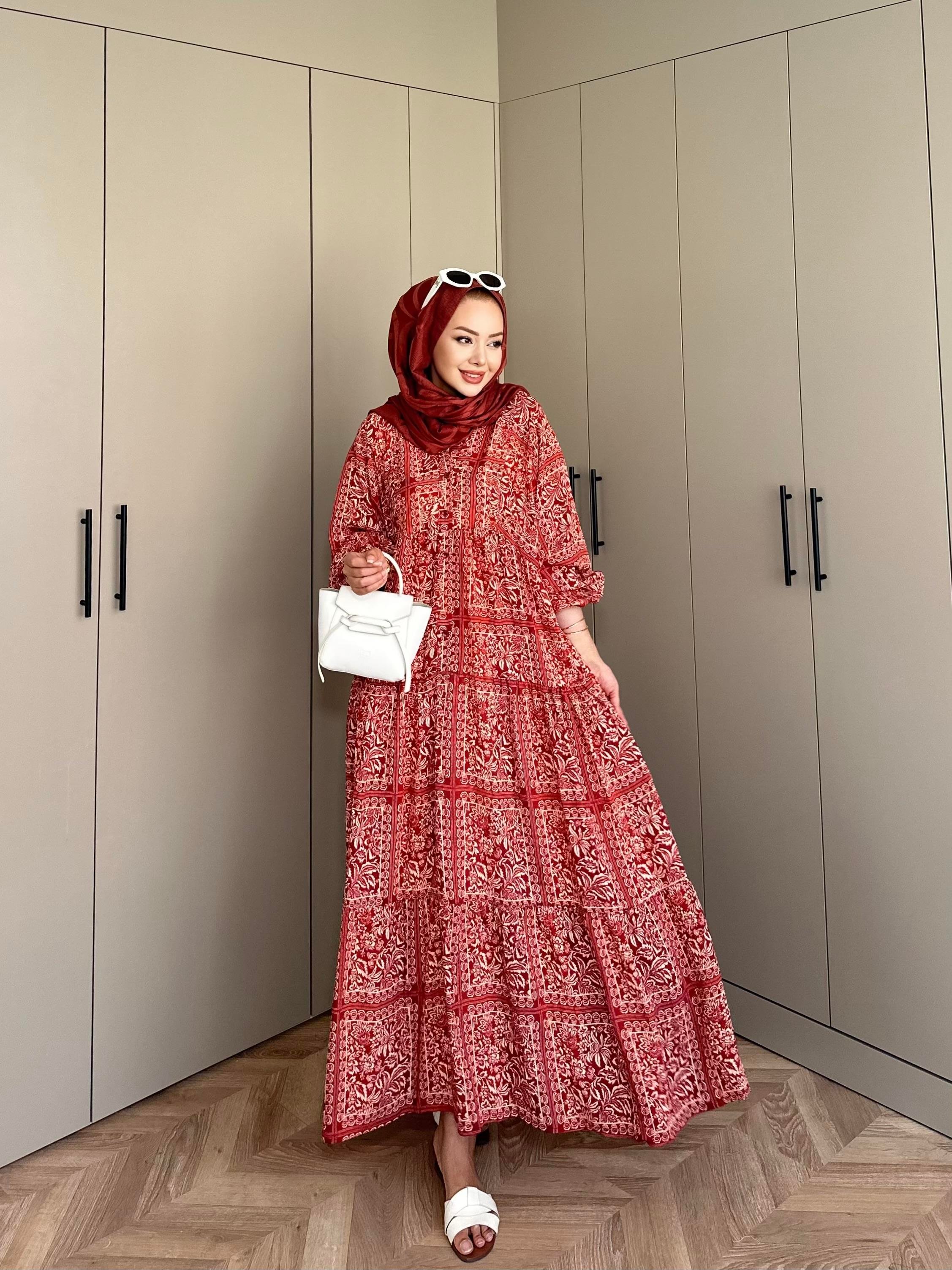 İsra Viskon Elbise Kiremit