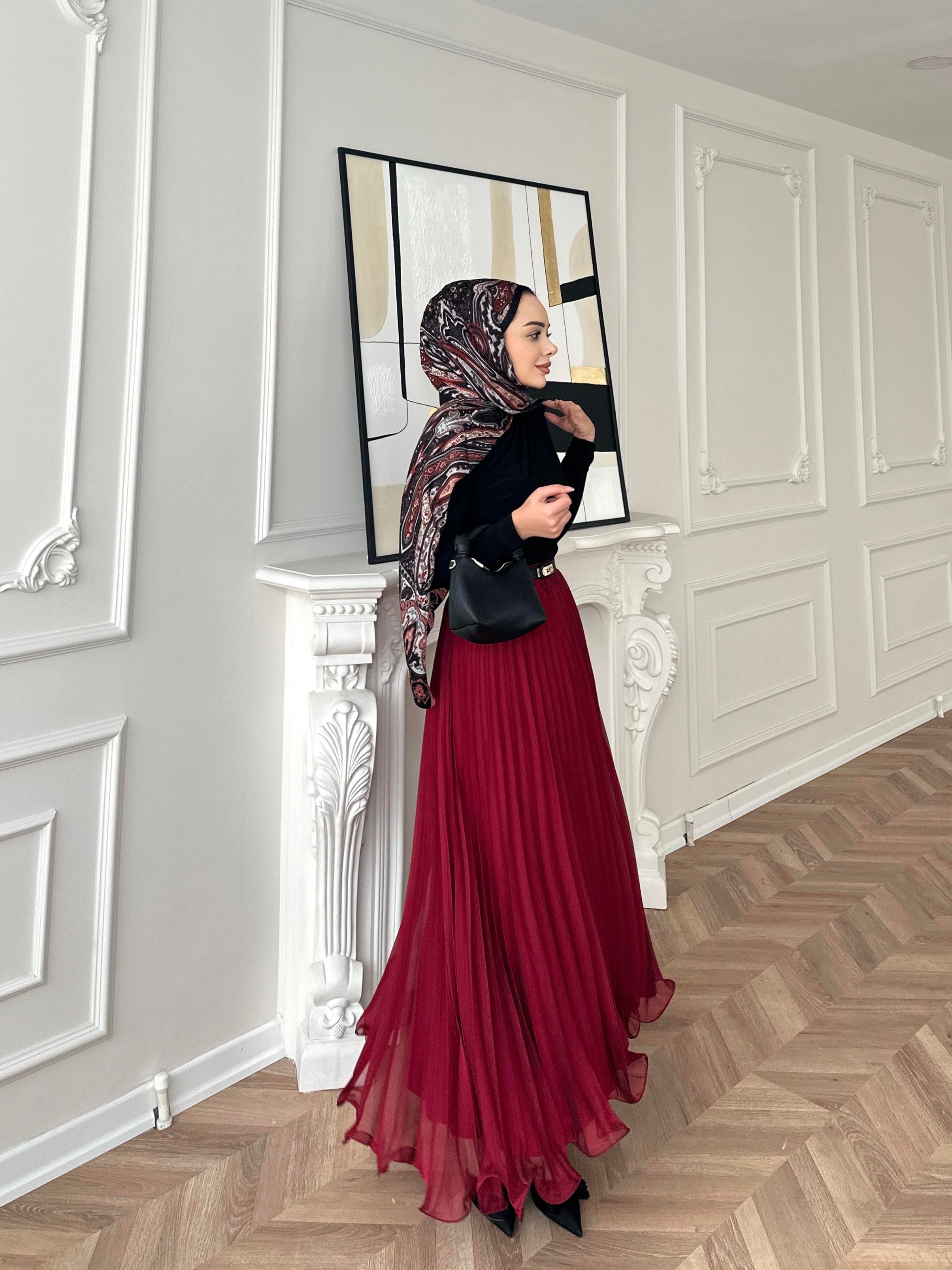 İthal Piliseli Etek Bordo