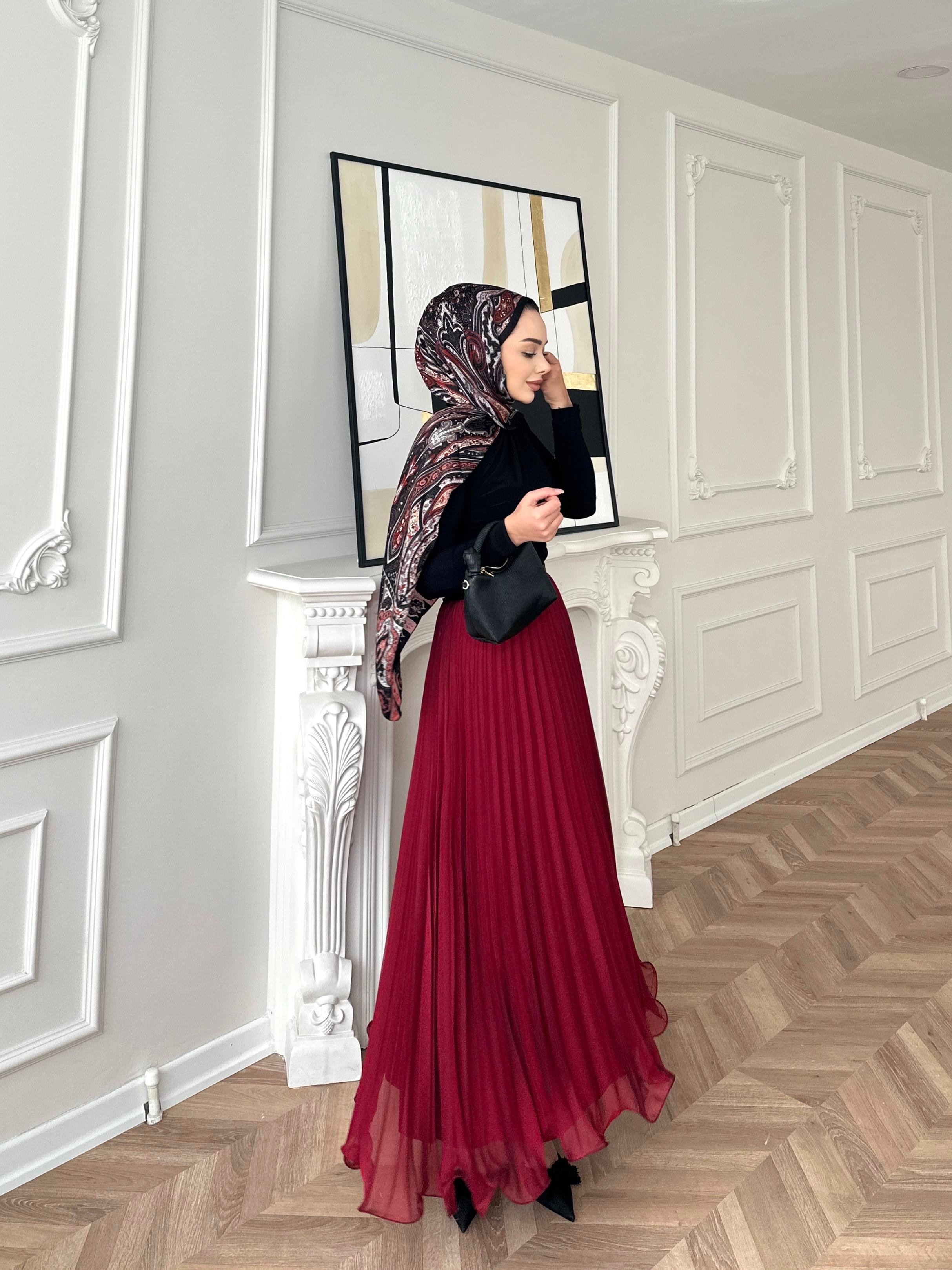 İthal Piliseli Etek Bordo