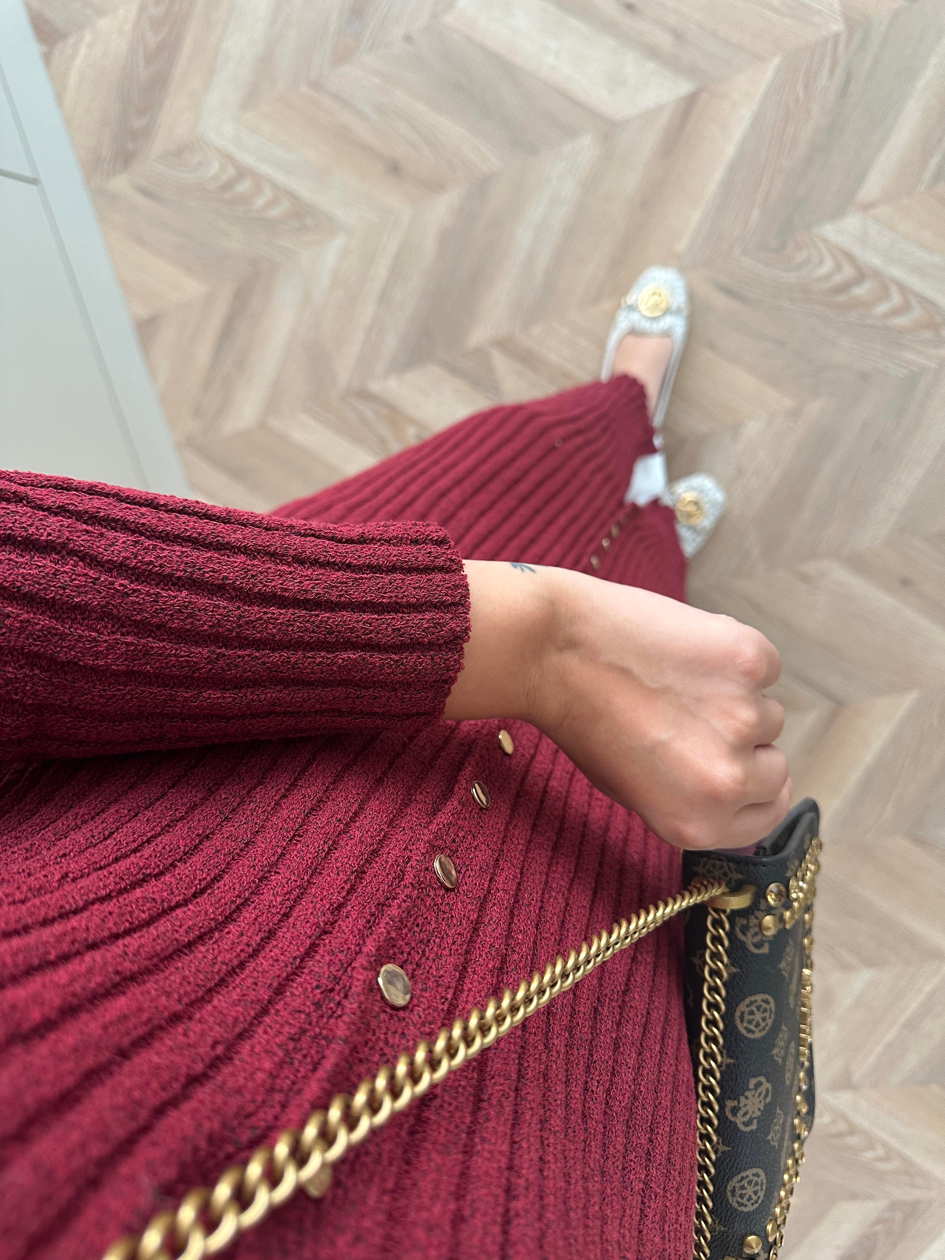 Jayana Uzun Triko Hırka Bordo