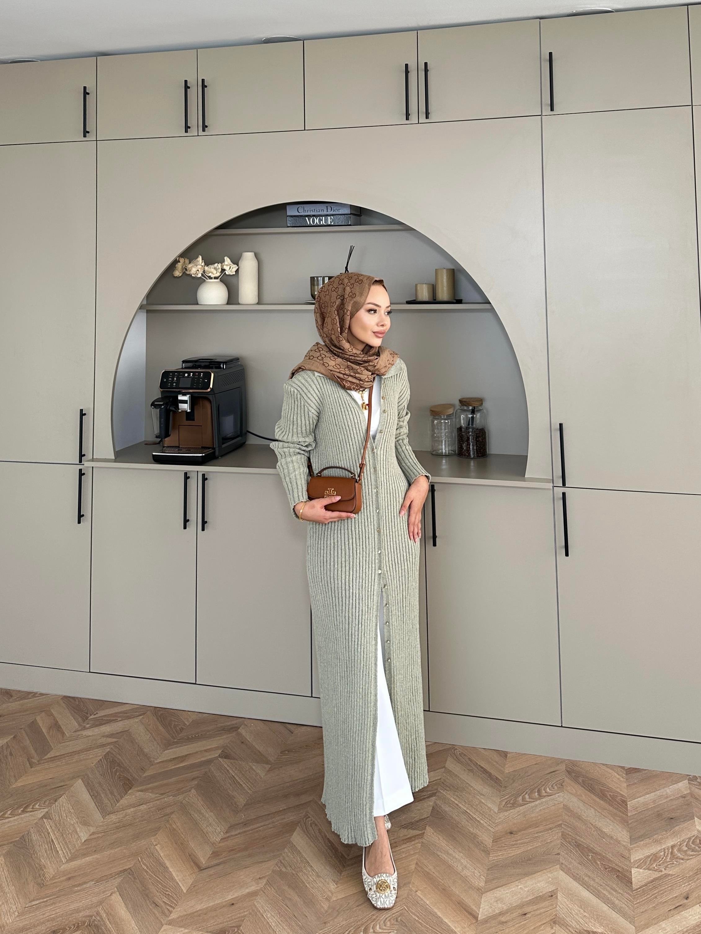 Jayana Uzun Triko Hırka Çağla