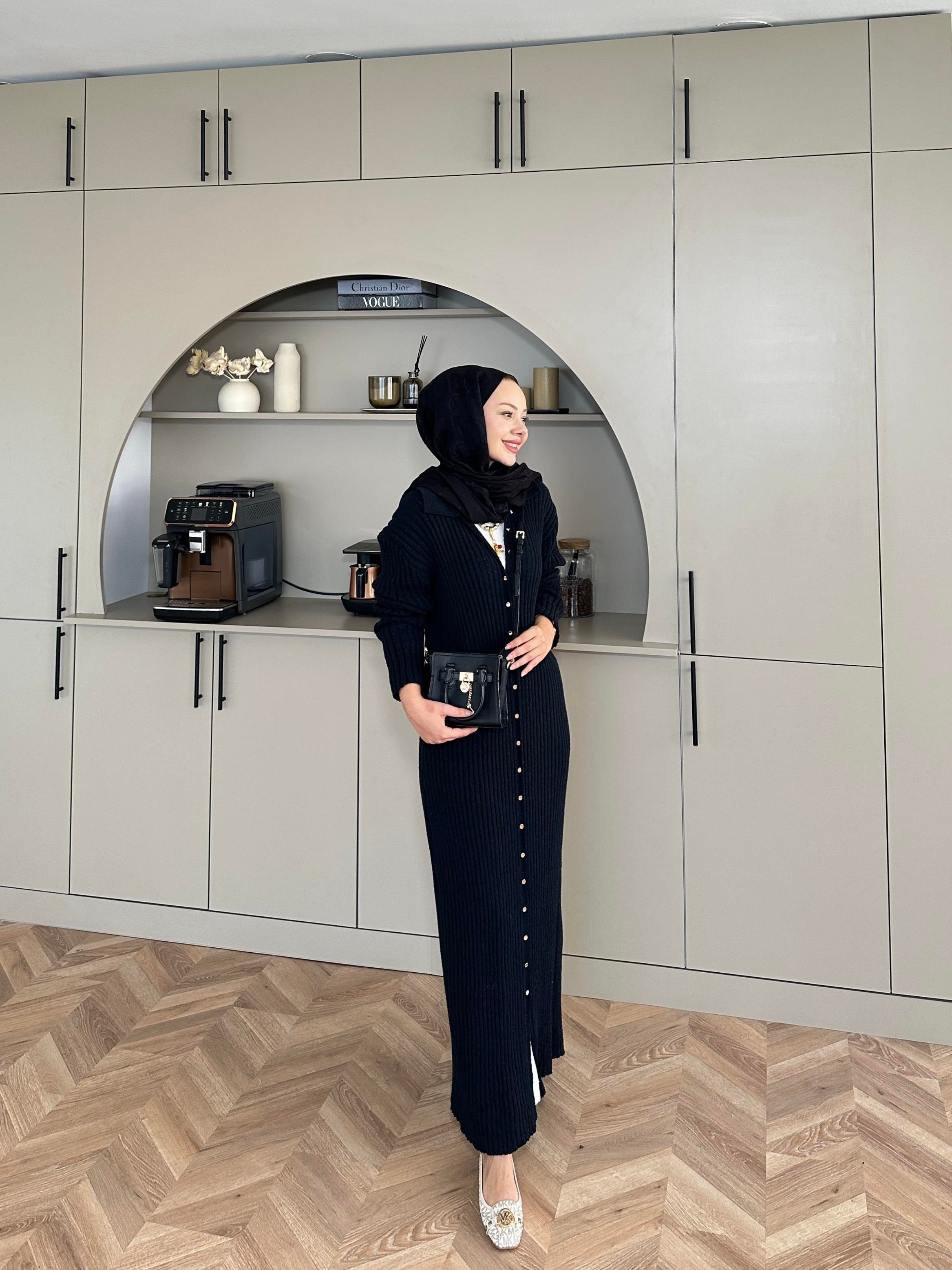 Jayana Uzun Triko Hırka Siyah