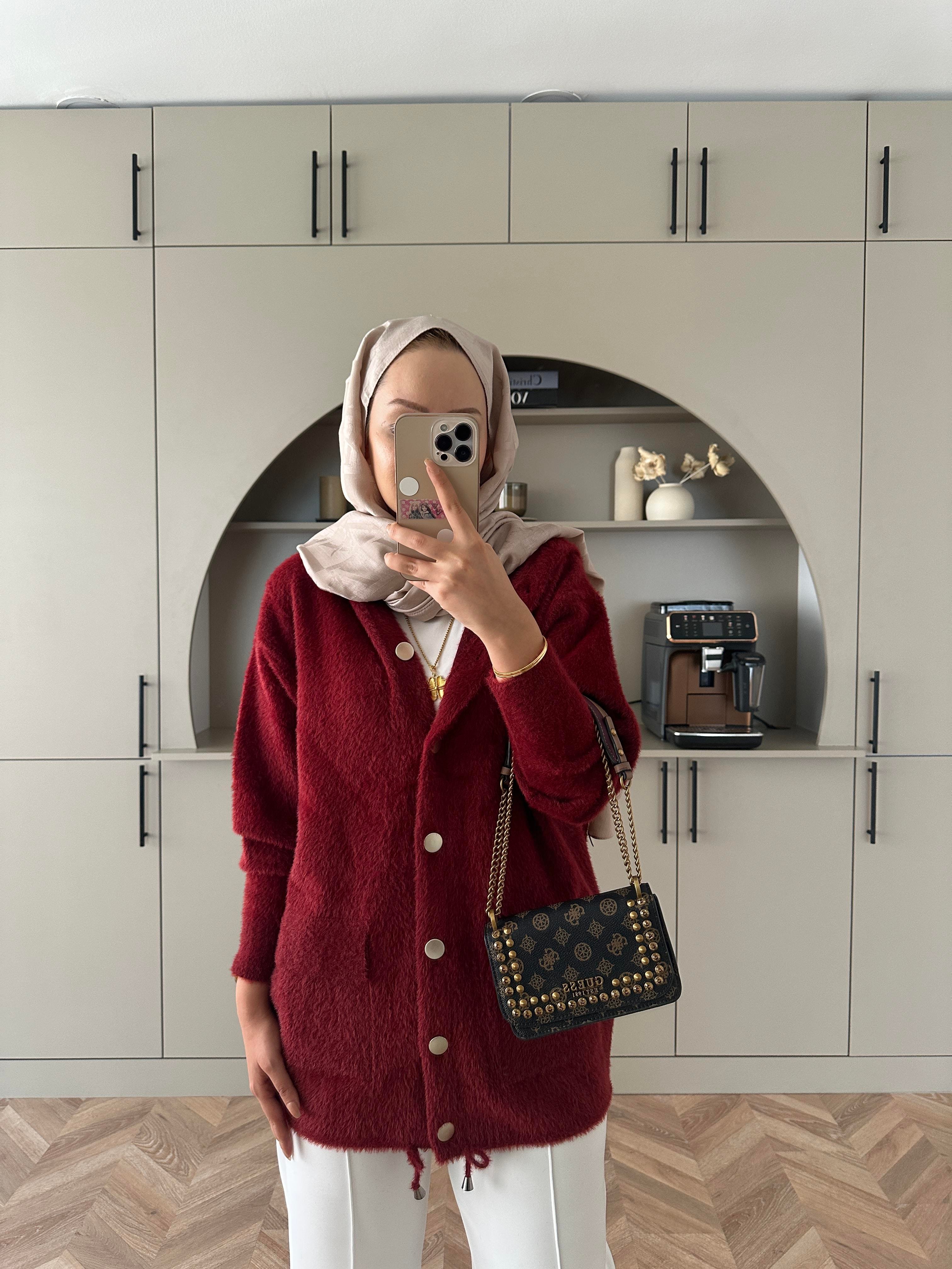 Joy Angora Hırka Bordo