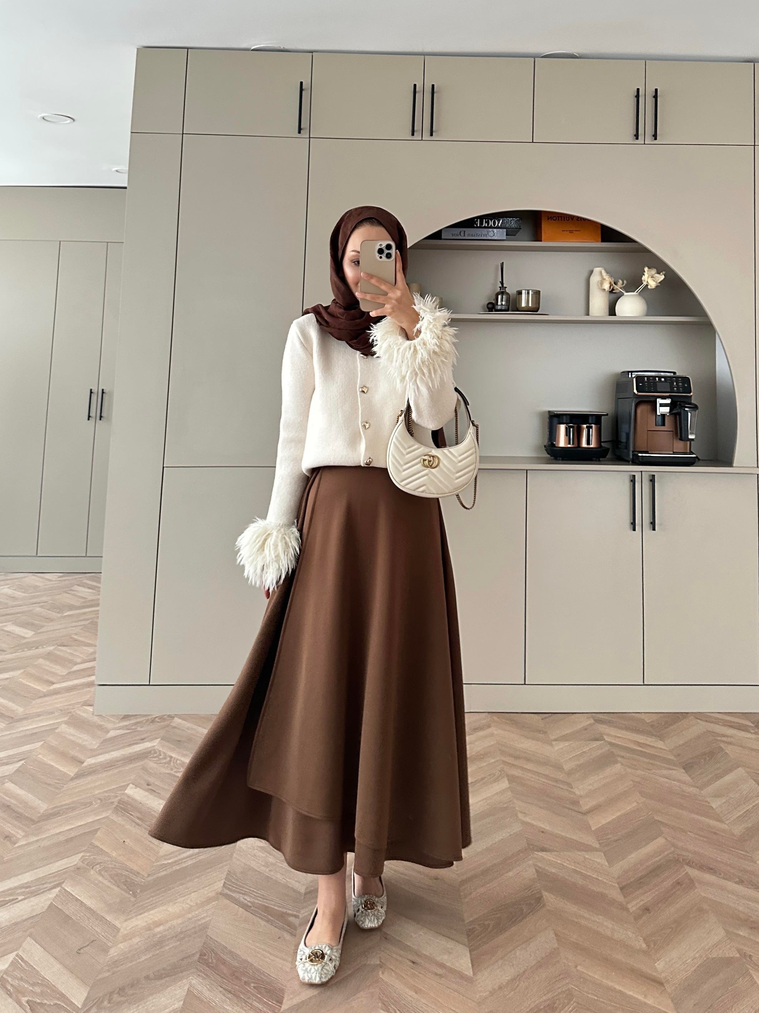 Kalp Düğmeli Angora Hırka Bej