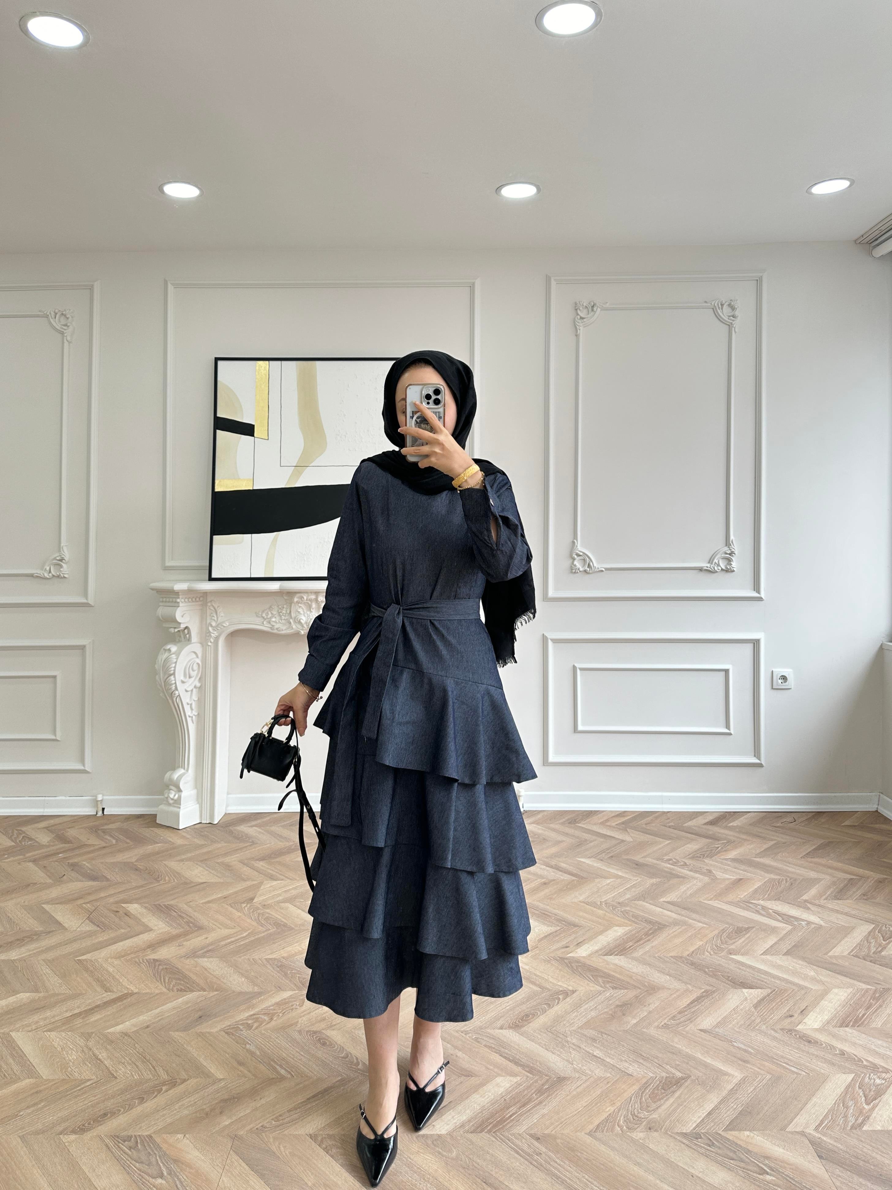 Kat Kat Kot Elbise Koyu Mavi