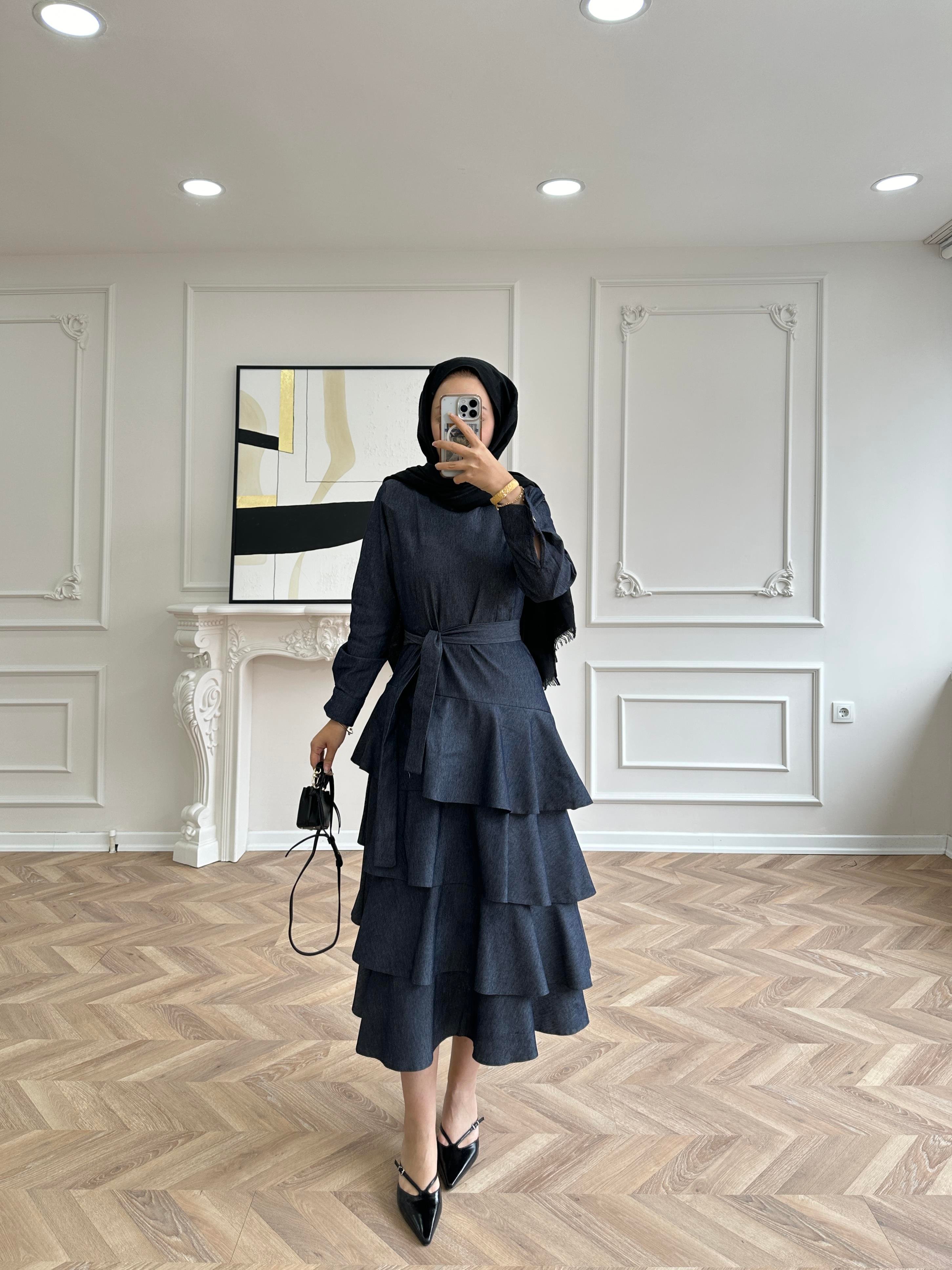 Kat Kat Kot Elbise Koyu Mavi