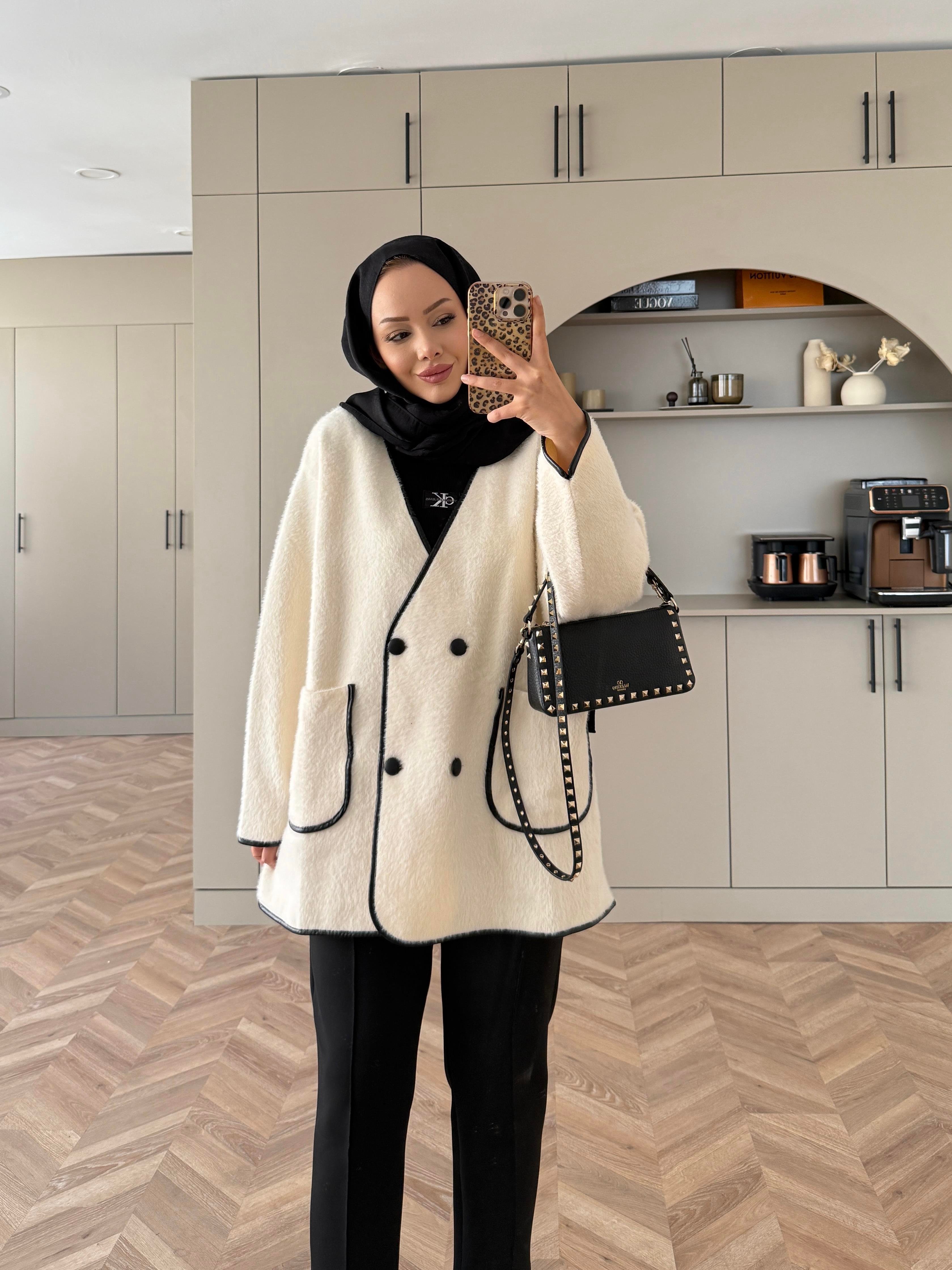 Keira Angora Biyeli Hırka/Ceket Ekru