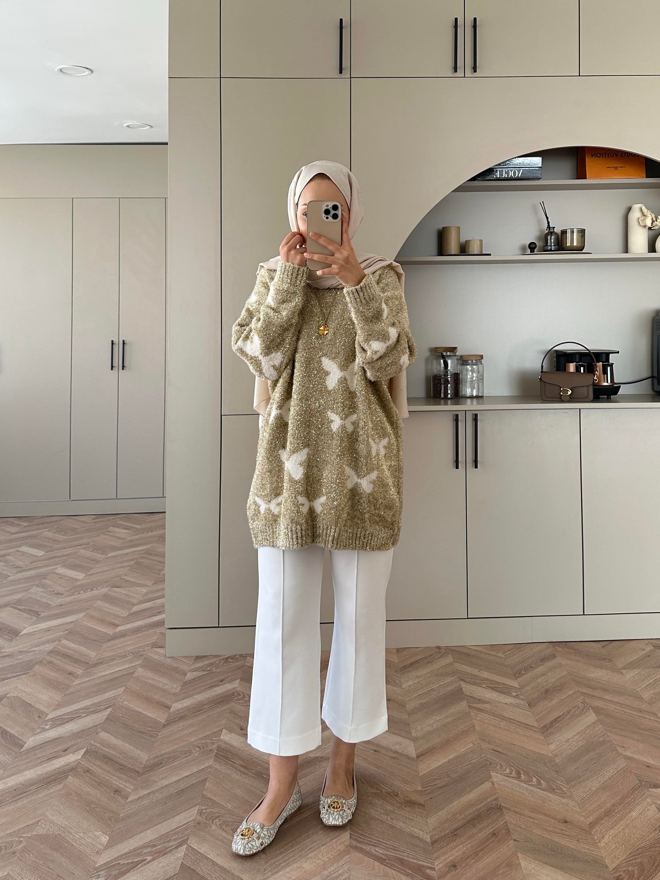 Kelebek Simli Kazak Ekru