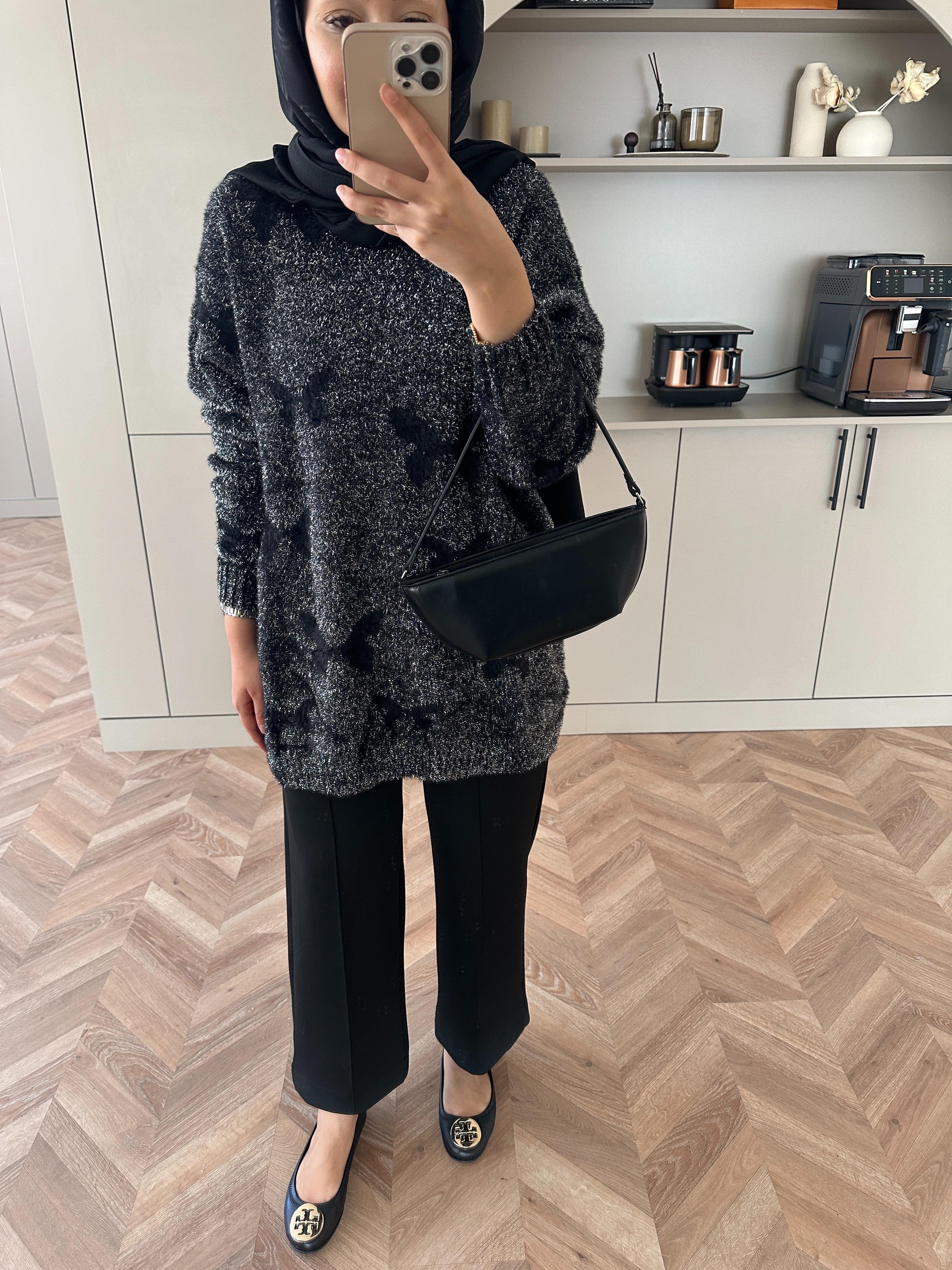 Kelebek Simli Kazak Siyah