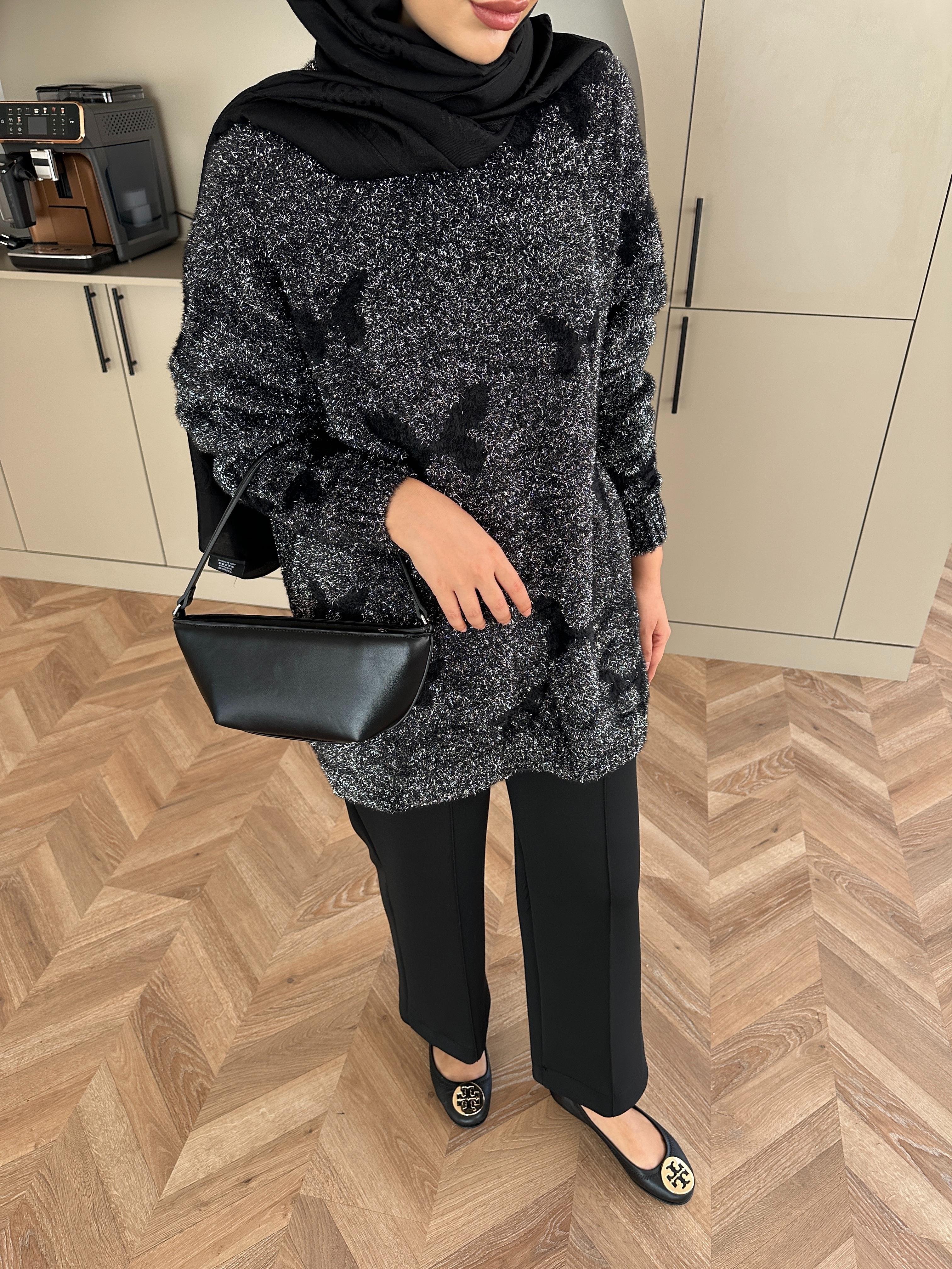 Kelebek Simli Kazak Siyah