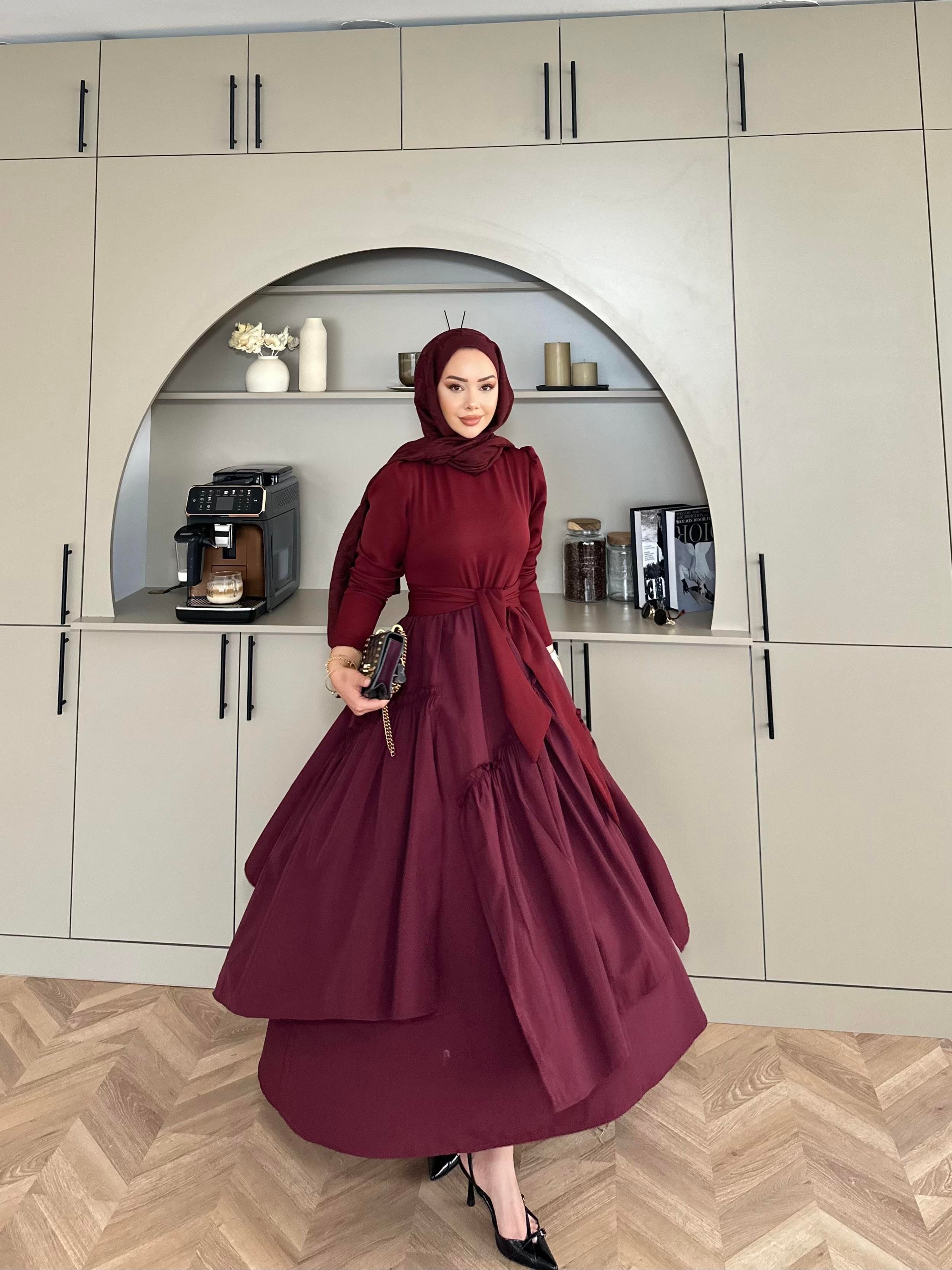 Kendal Paraşüt Elbise Bordo