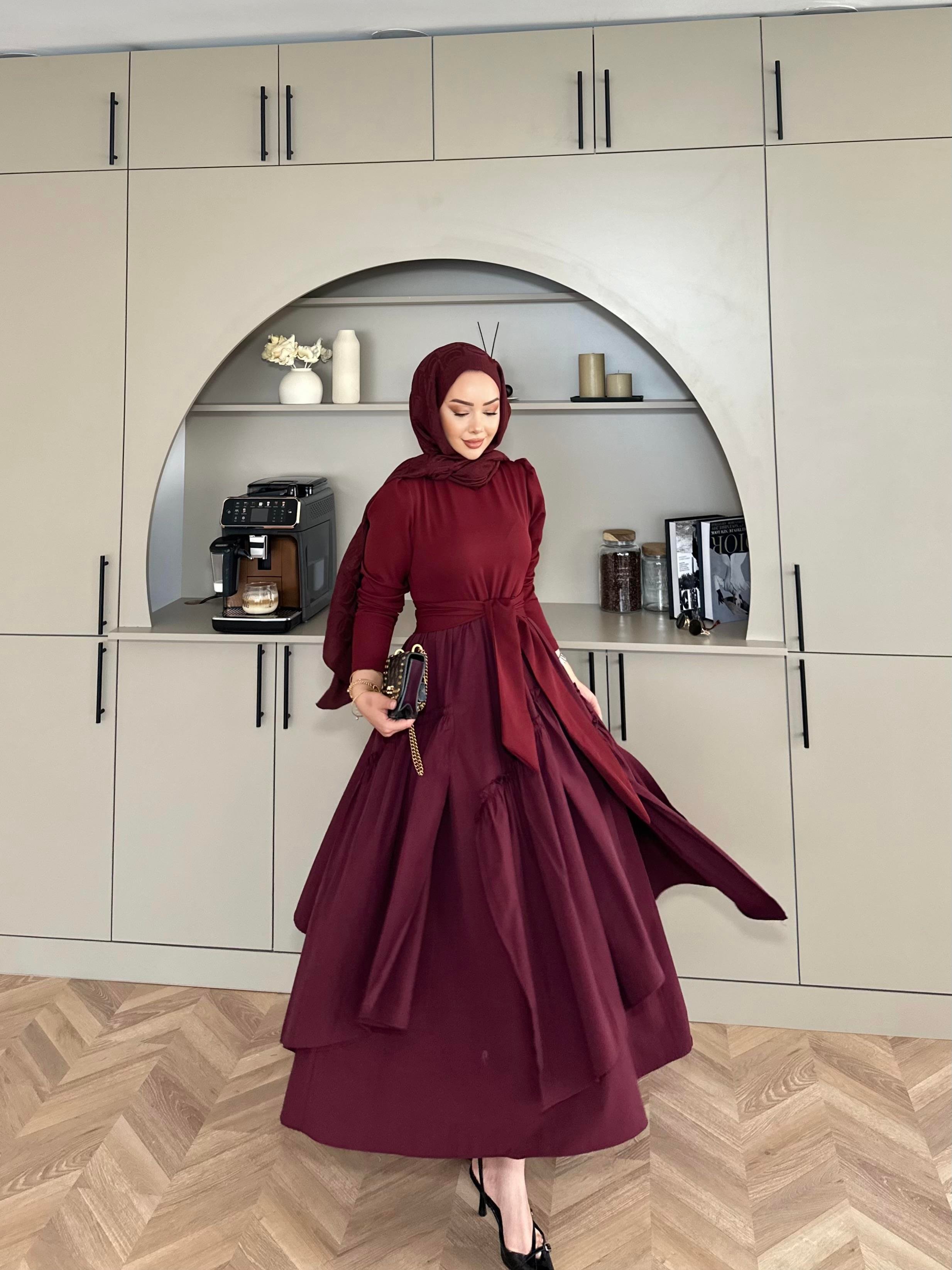 Kendal Paraşüt Elbise Bordo